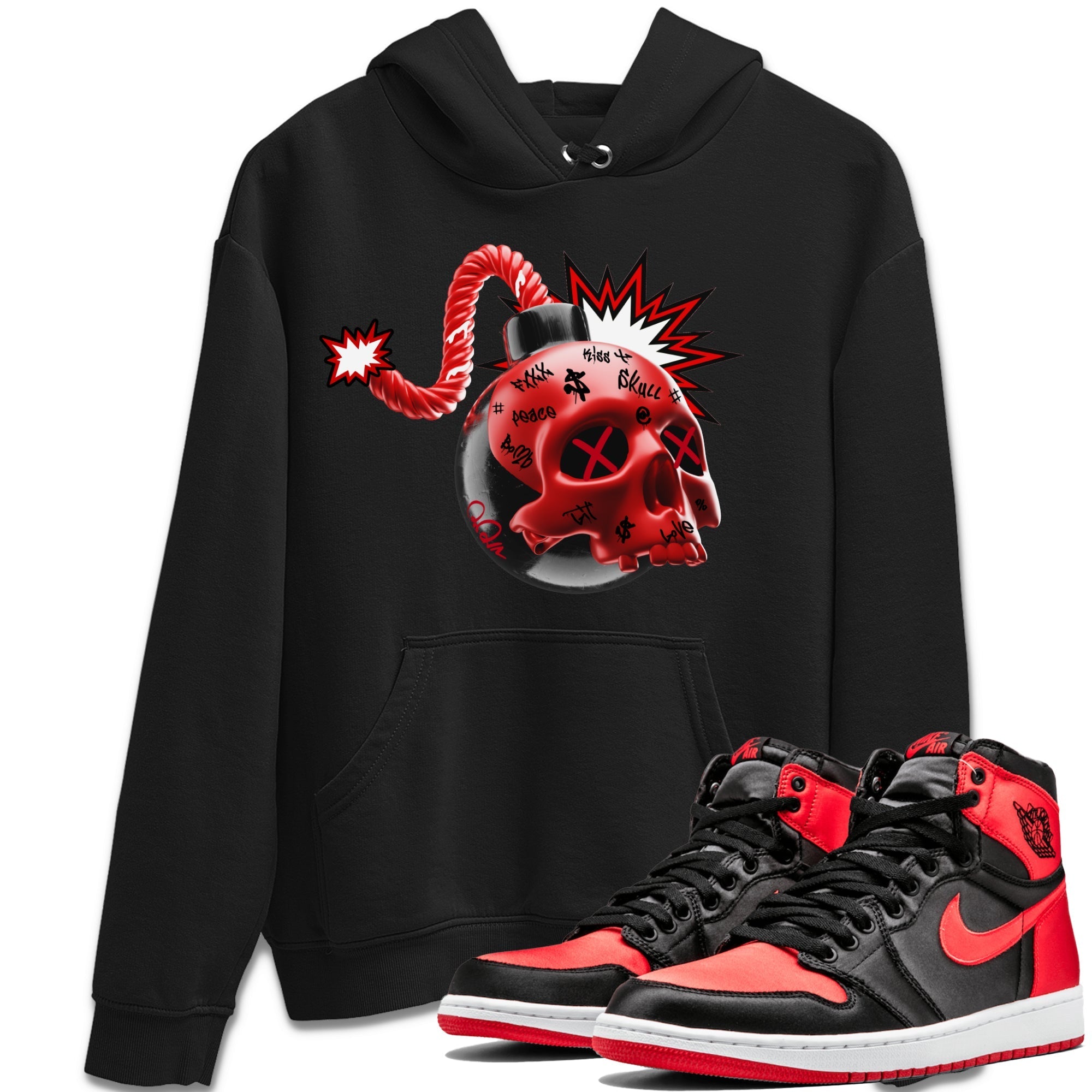 Skull Bomb Unisex Tops - Air Jordan 1 Satin Bred