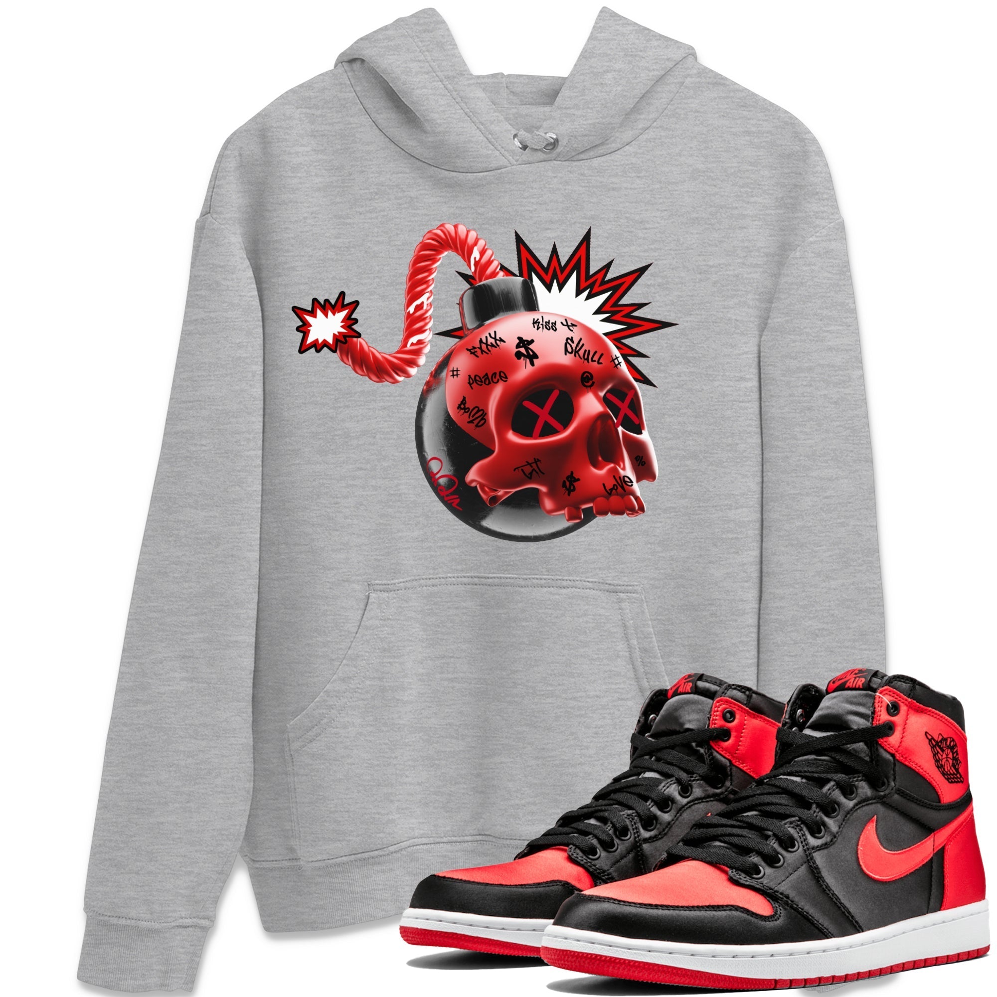 Skull Bomb Unisex Tops - Air Jordan 1 Satin Bred