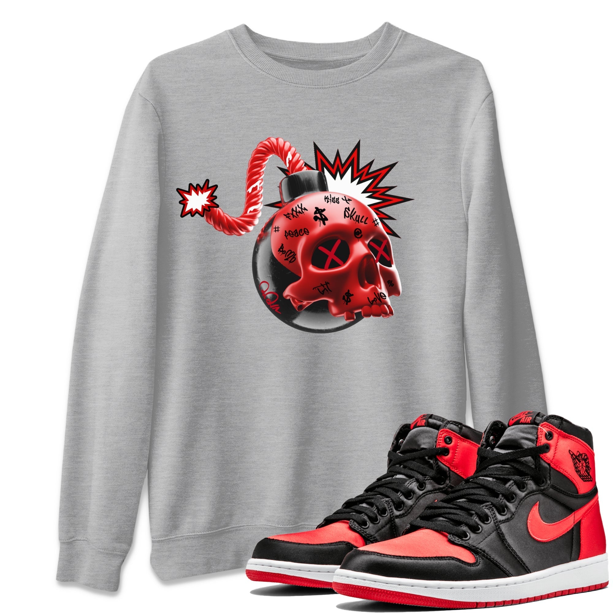 Skull Bomb Unisex Tops - Air Jordan 1 Satin Bred