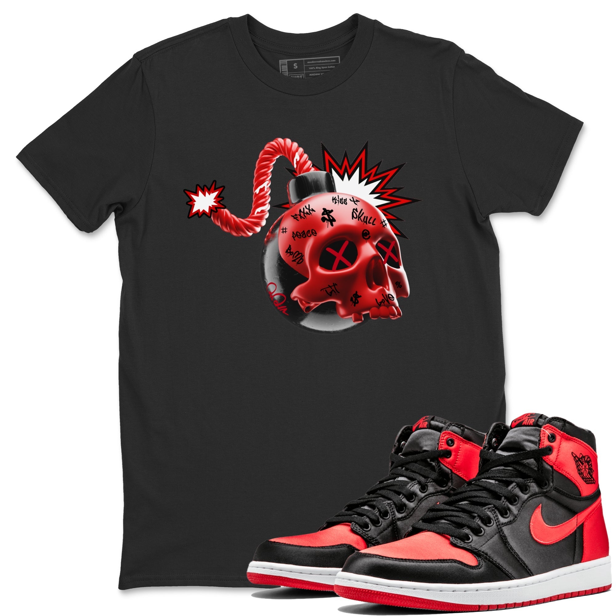 Skull Bomb Unisex Tops - Air Jordan 1 Satin Bred