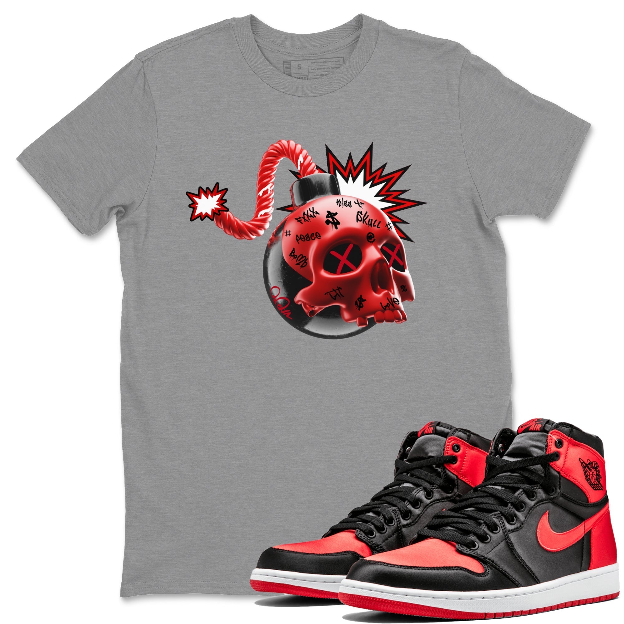 Skull Bomb Unisex Tops - Air Jordan 1 Satin Bred