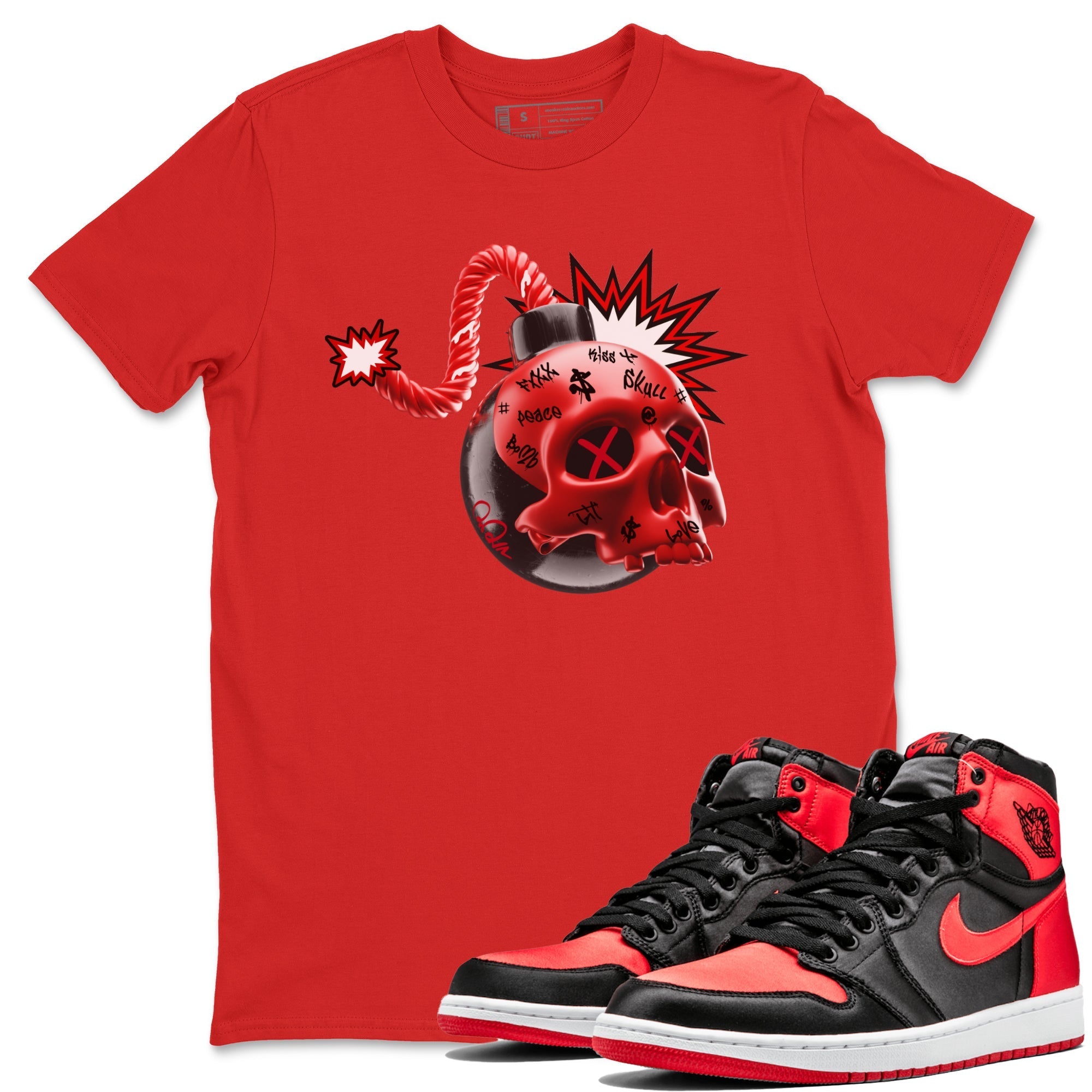 Skull Bomb Unisex Tops - Air Jordan 1 Satin Bred