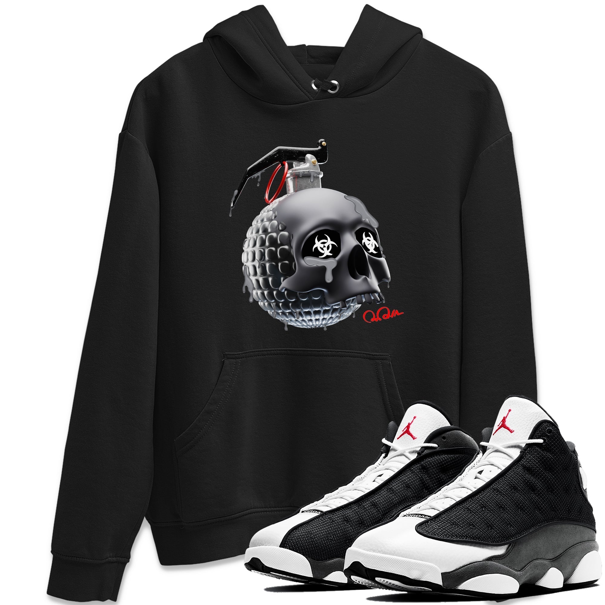 Skull Bomb Unisex Tops - Air Jordan 13 Black Flint