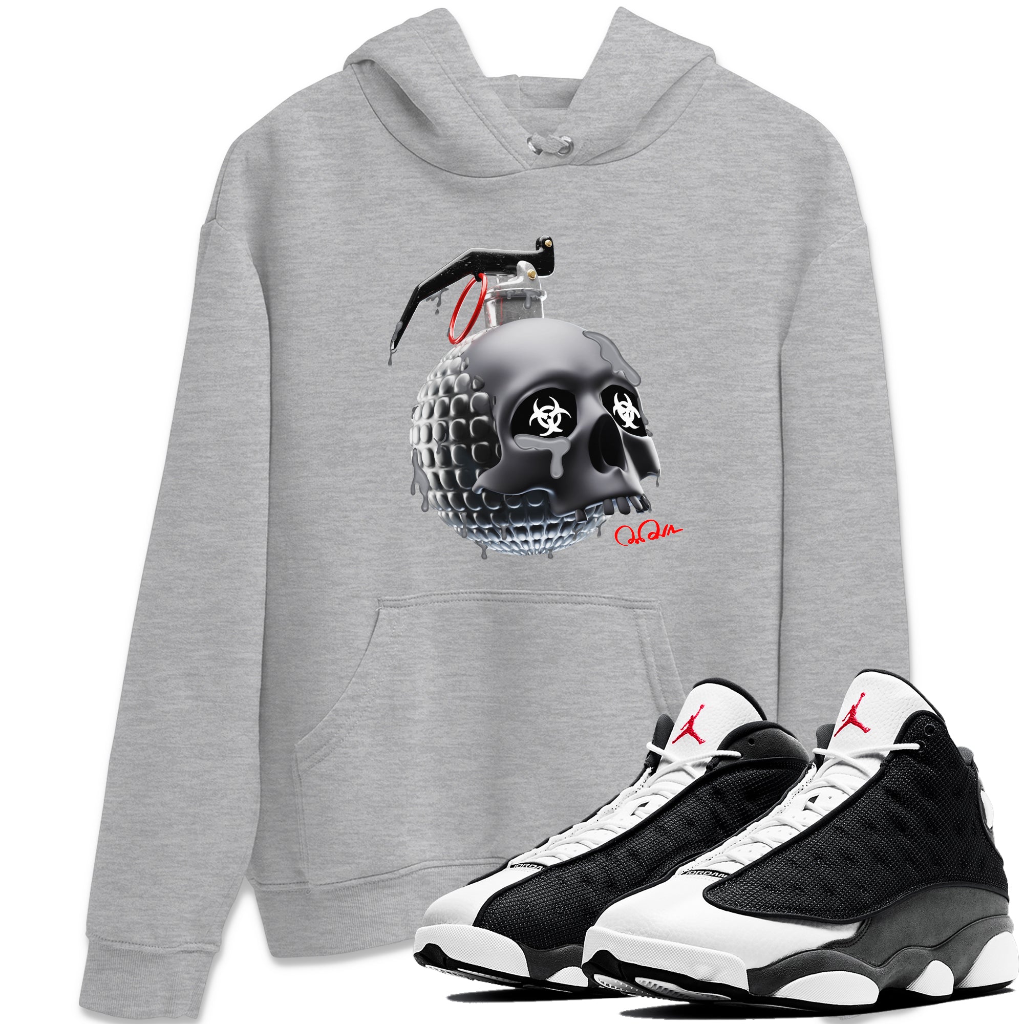 Skull Bomb Unisex Tops - Air Jordan 13 Black Flint