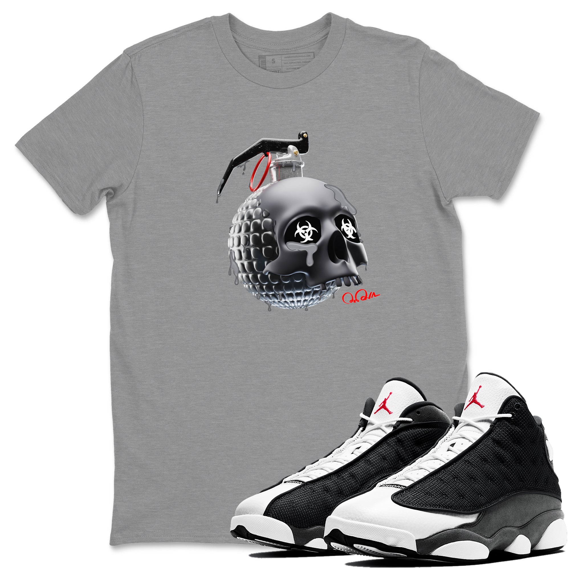 Skull Bomb Unisex Tops - Air Jordan 13 Black Flint