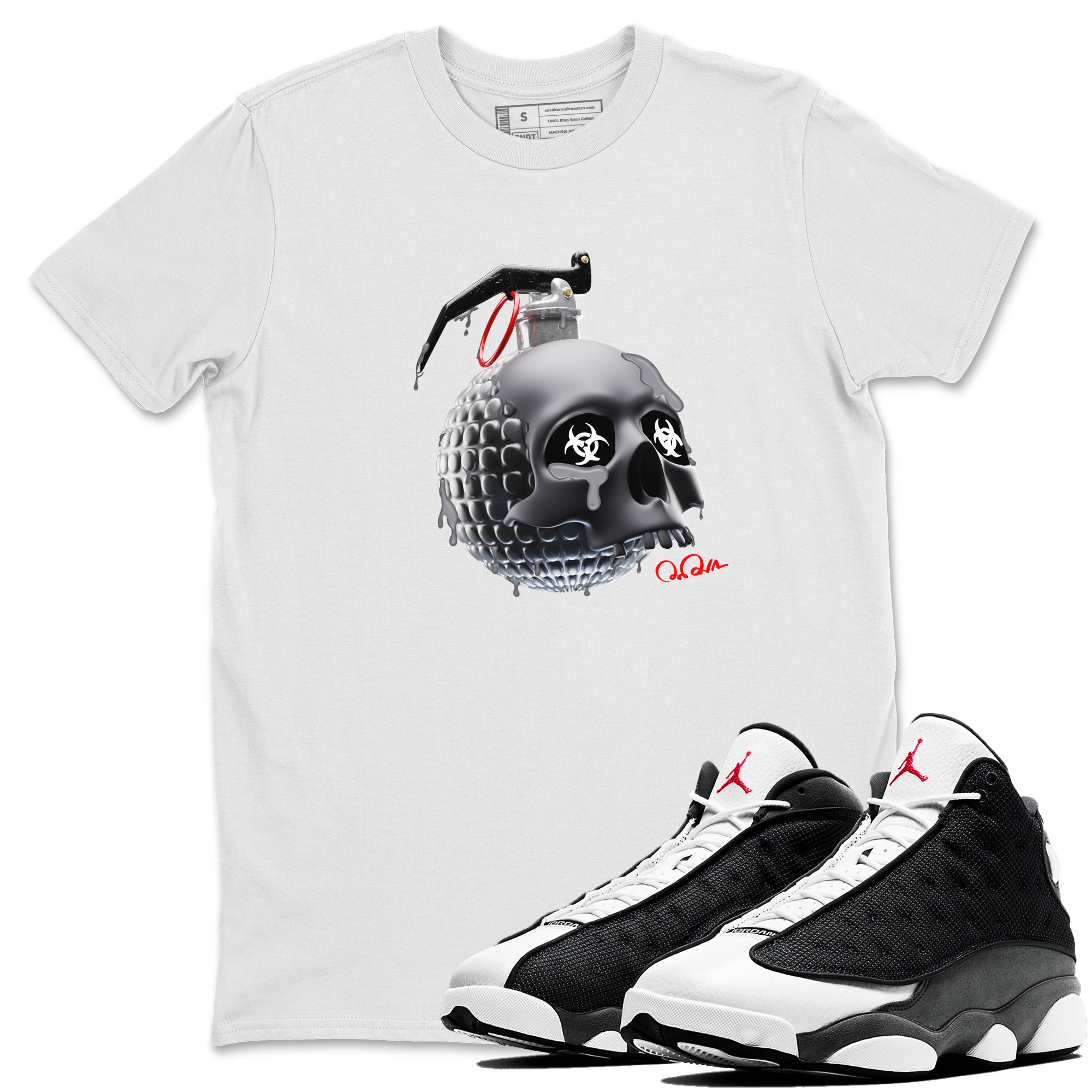 Skull Bomb Unisex Tops - Air Jordan 13 Black Flint