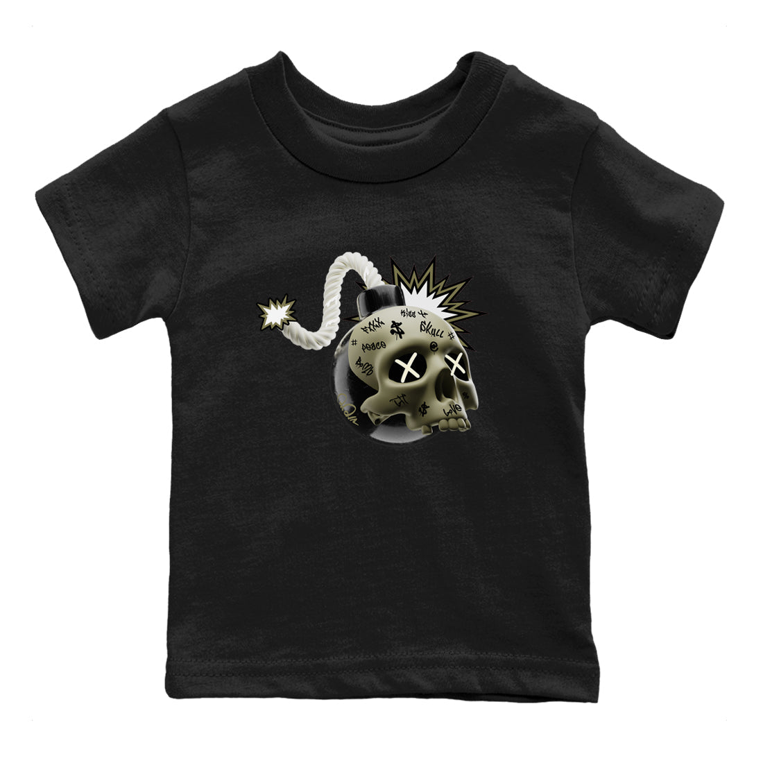 Skull Bomb snkmatch Tee Kids - Air Jordan 4 Medium Olive