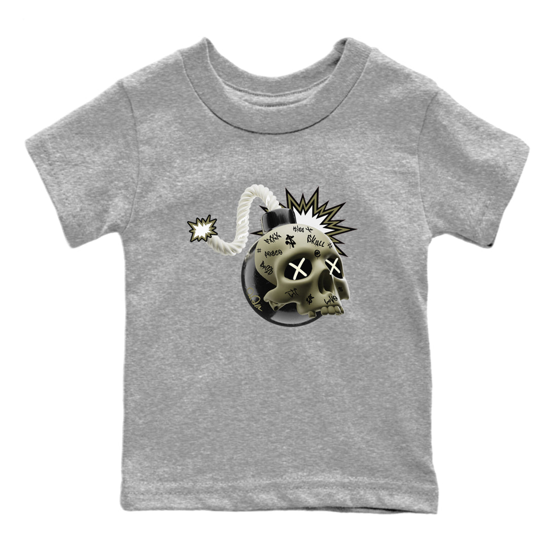 Skull Bomb snkmatch Tee Kids - Air Jordan 4 Medium Olive
