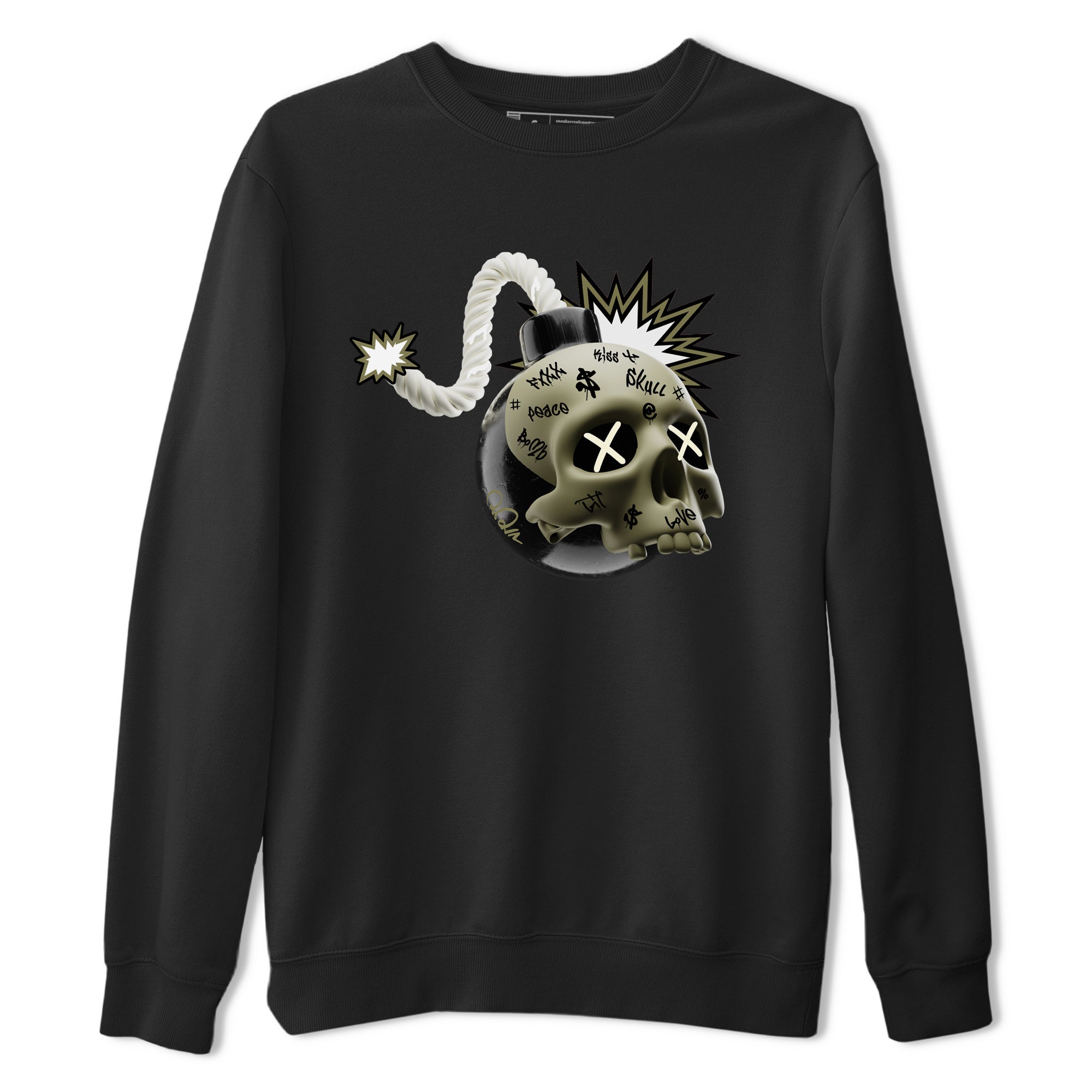 Skull Bomb snkmatch Tee - Air Jordan 4 Medium Olive