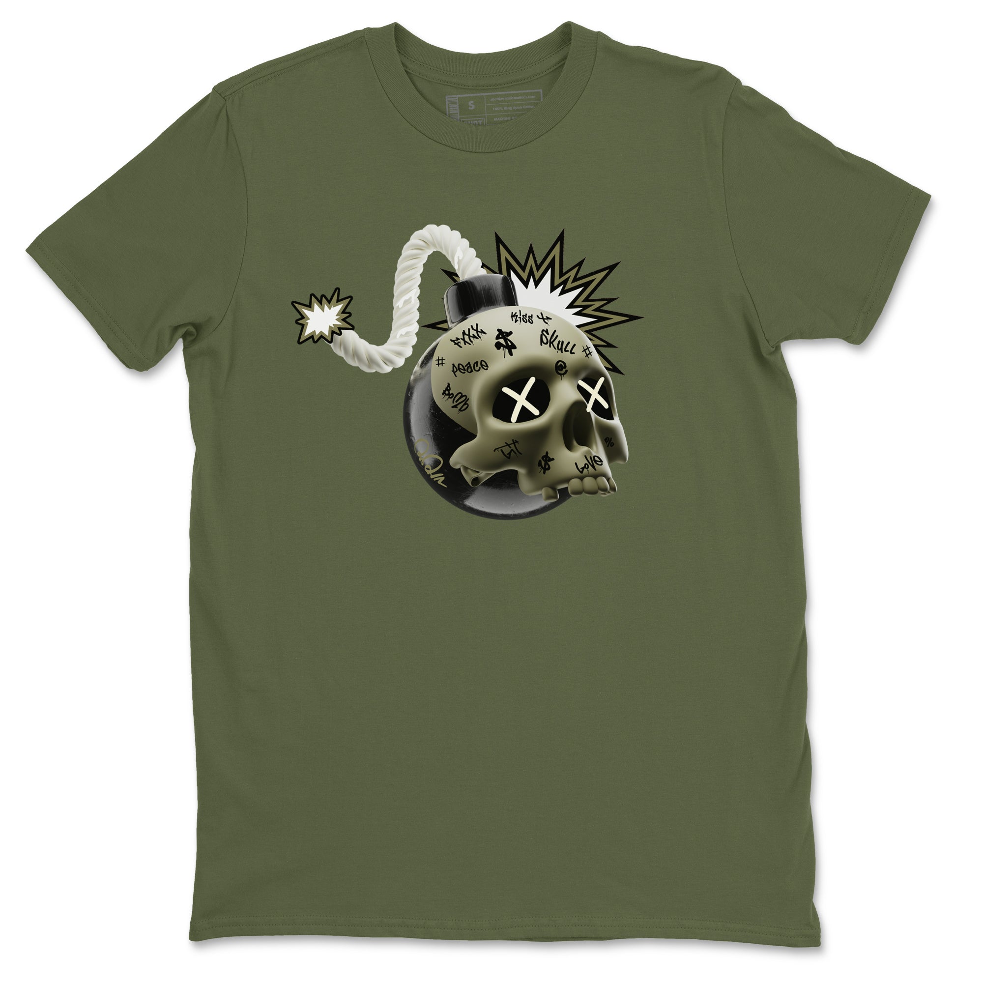 Skull Bomb snkmatch Tee - Air Jordan 4 Medium Olive