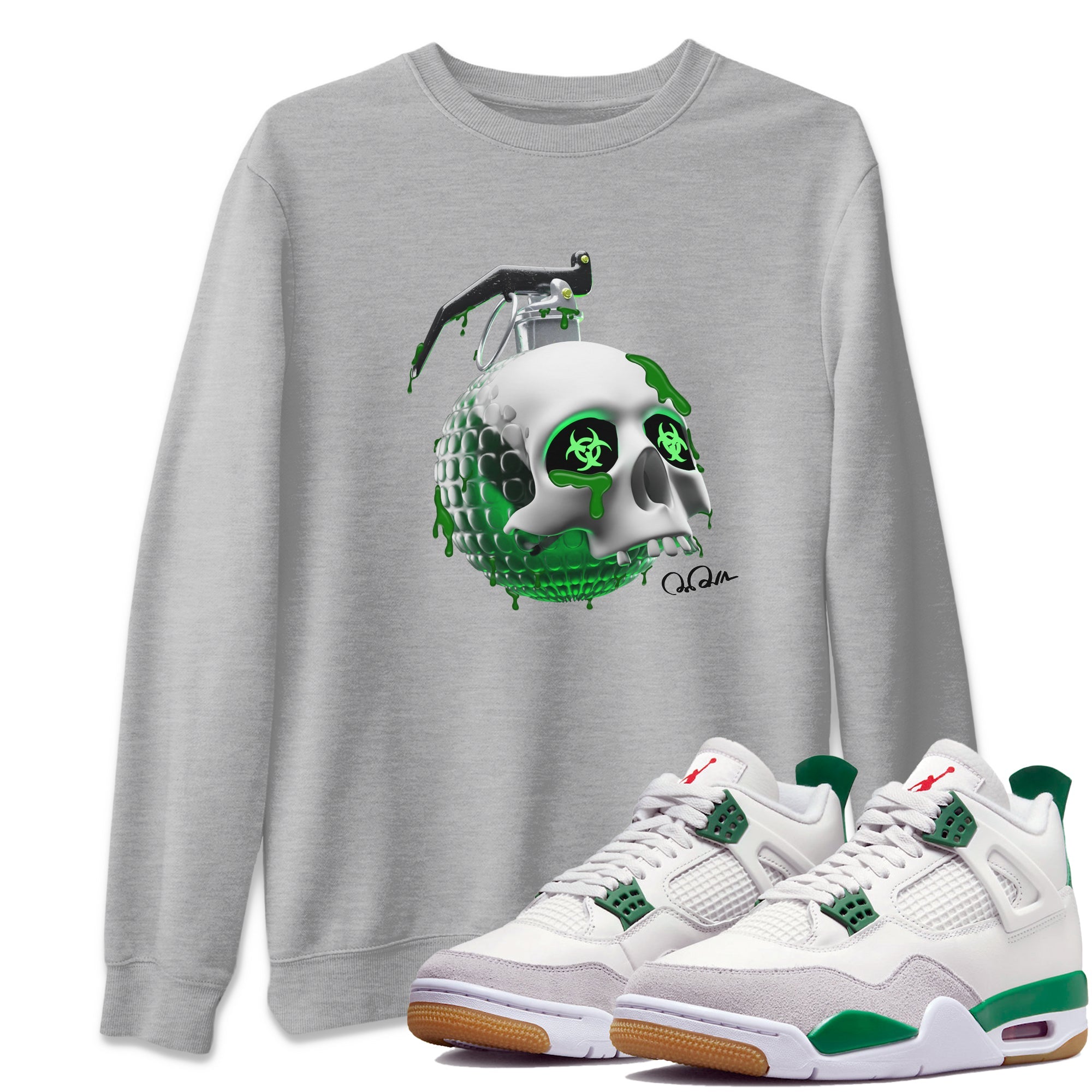 Skull Bomb Unisex Tops - Air Jordan 4 Pine Green SB