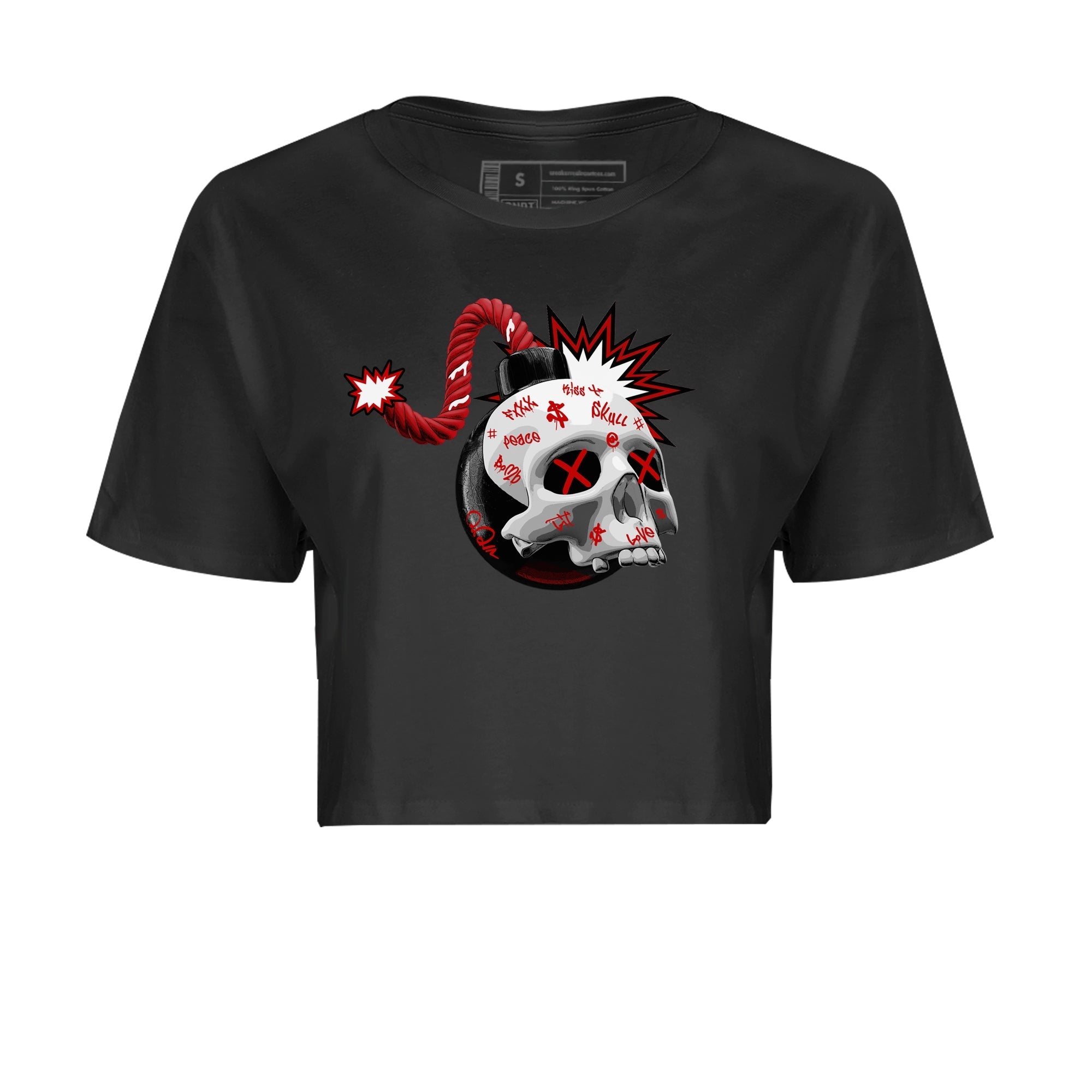 Skull Bomb Women's Tops - Air Jordan 4 Red Cement