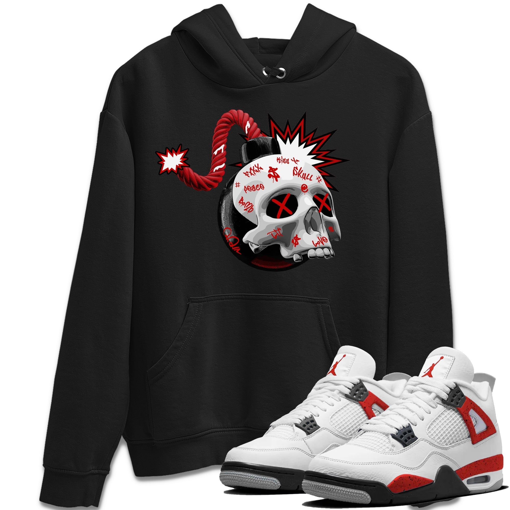 Skull Bomb Unisex Tops - Air Jordan 4 Red Cement