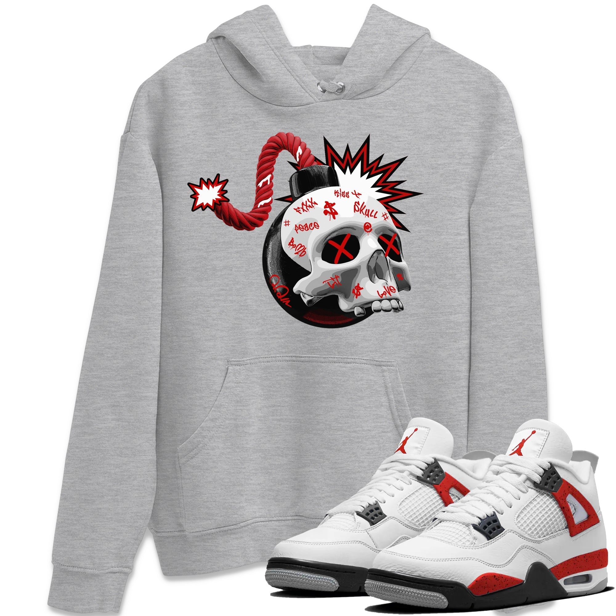Skull Bomb Unisex Tops - Air Jordan 4 Red Cement