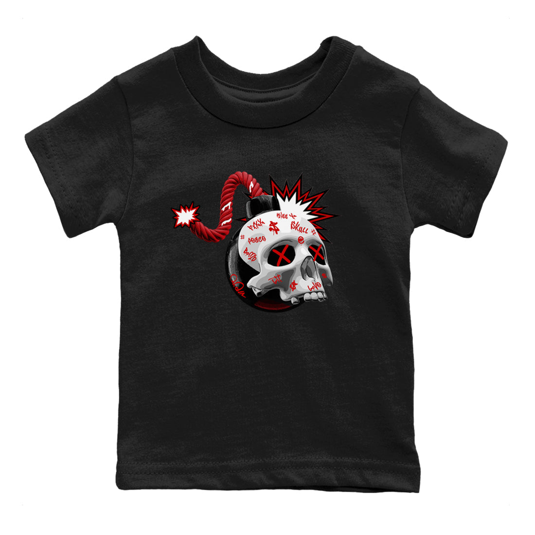 Skull Bomb Kids Tops - Air Jordan 4 Red Cement