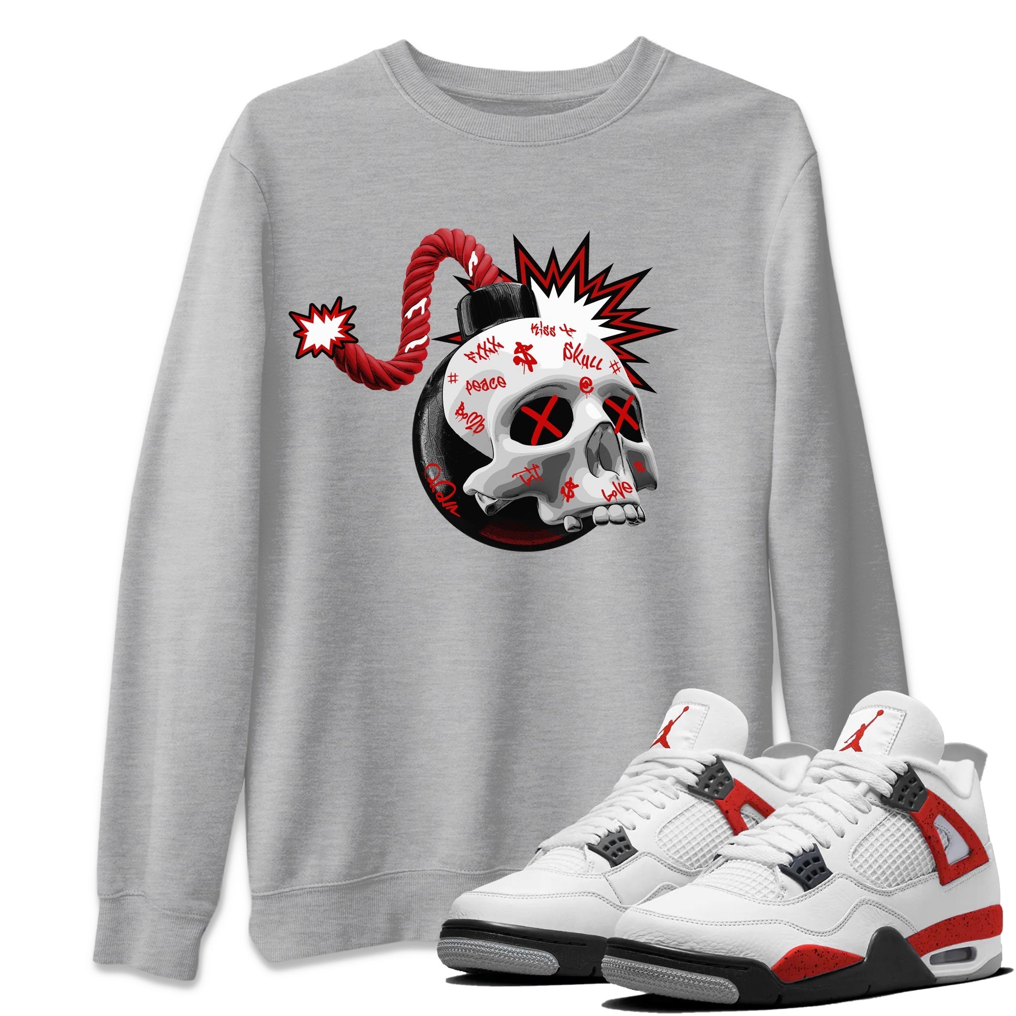 Skull Bomb Unisex Tops - Air Jordan 4 Red Cement