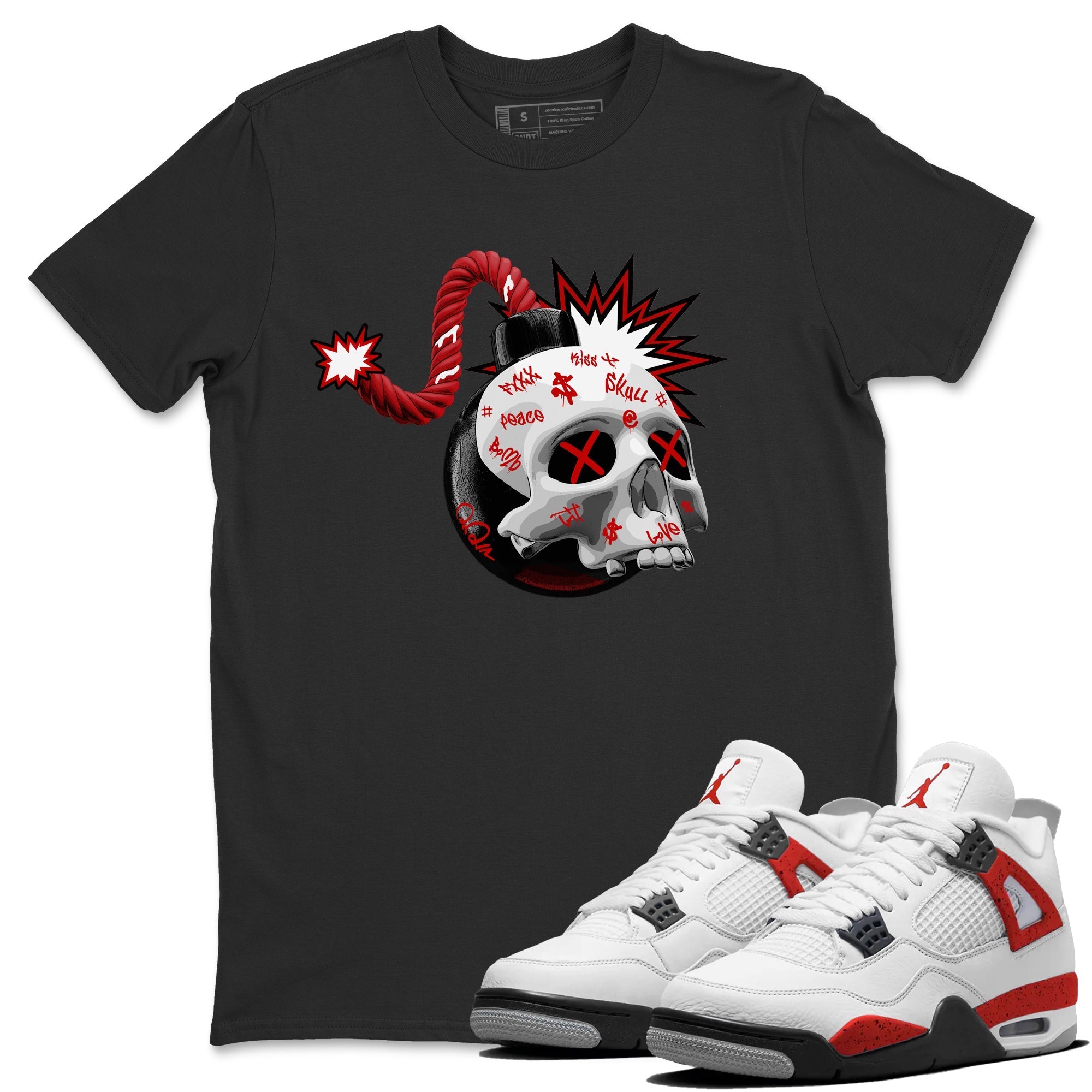 Skull Bomb Unisex Tops - Air Jordan 4 Red Cement