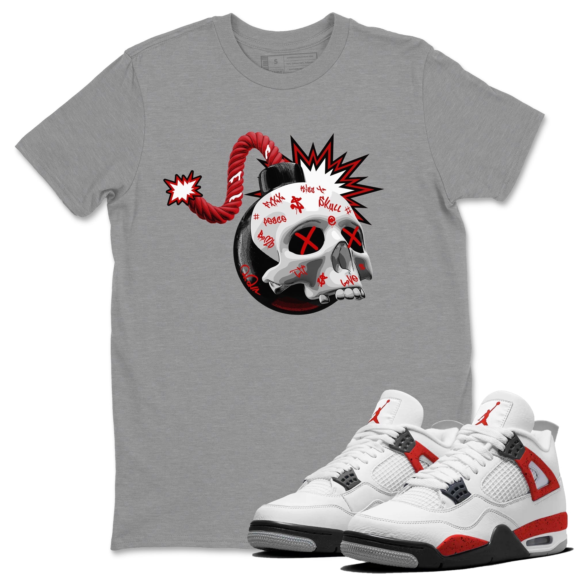 Skull Bomb Unisex Tops - Air Jordan 4 Red Cement