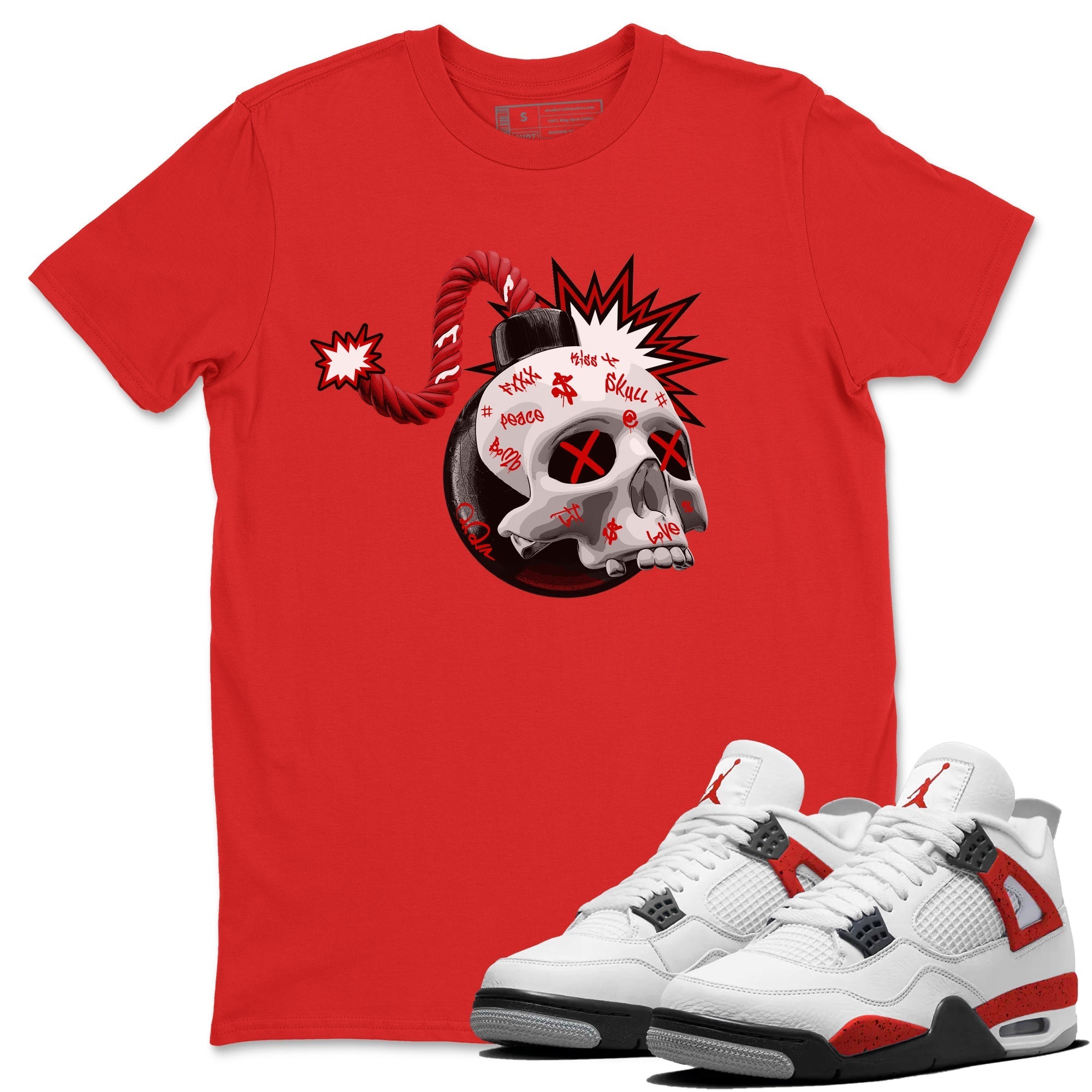 Skull Bomb Unisex Tops - Air Jordan 4 Red Cement