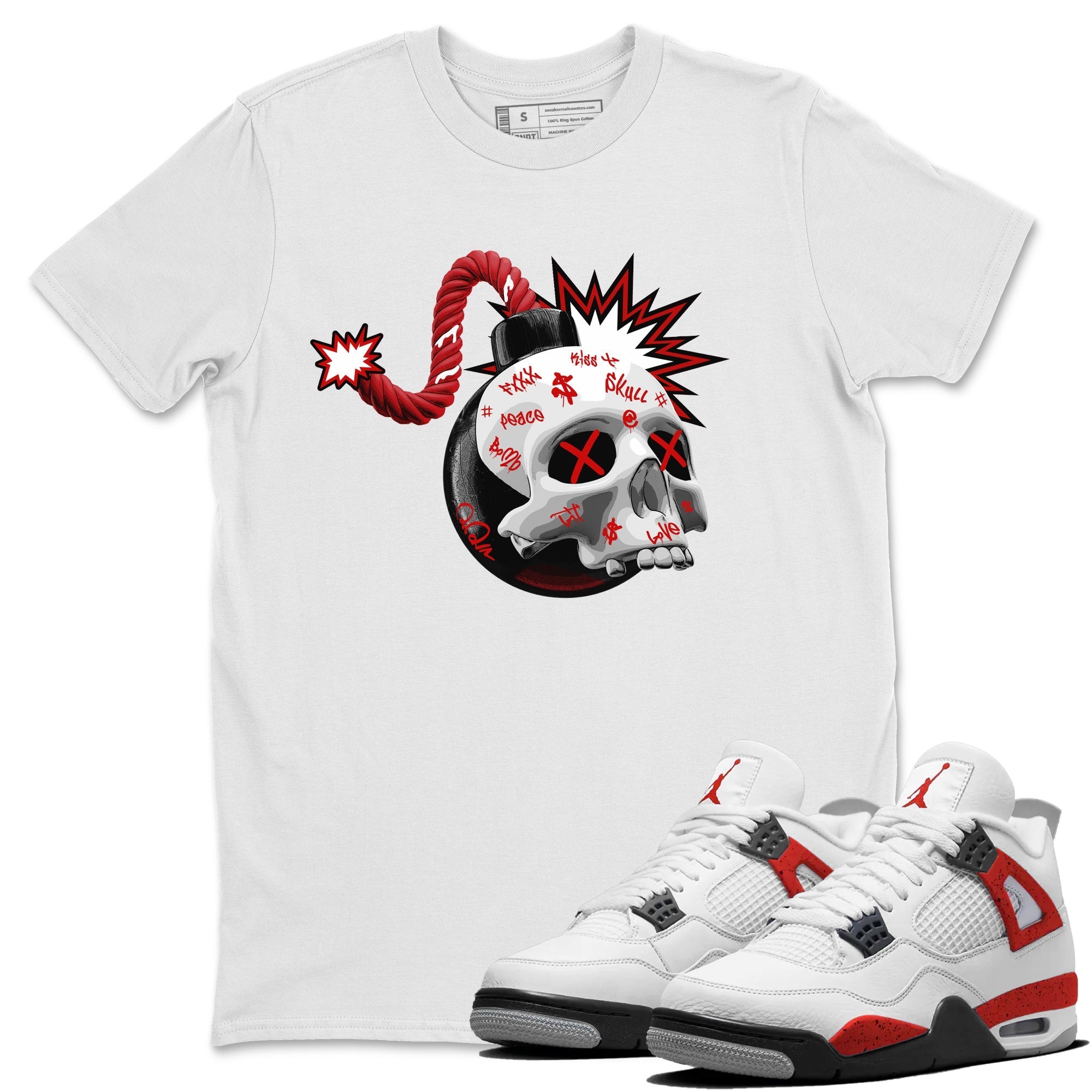Skull Bomb Unisex Tops - Air Jordan 4 Red Cement