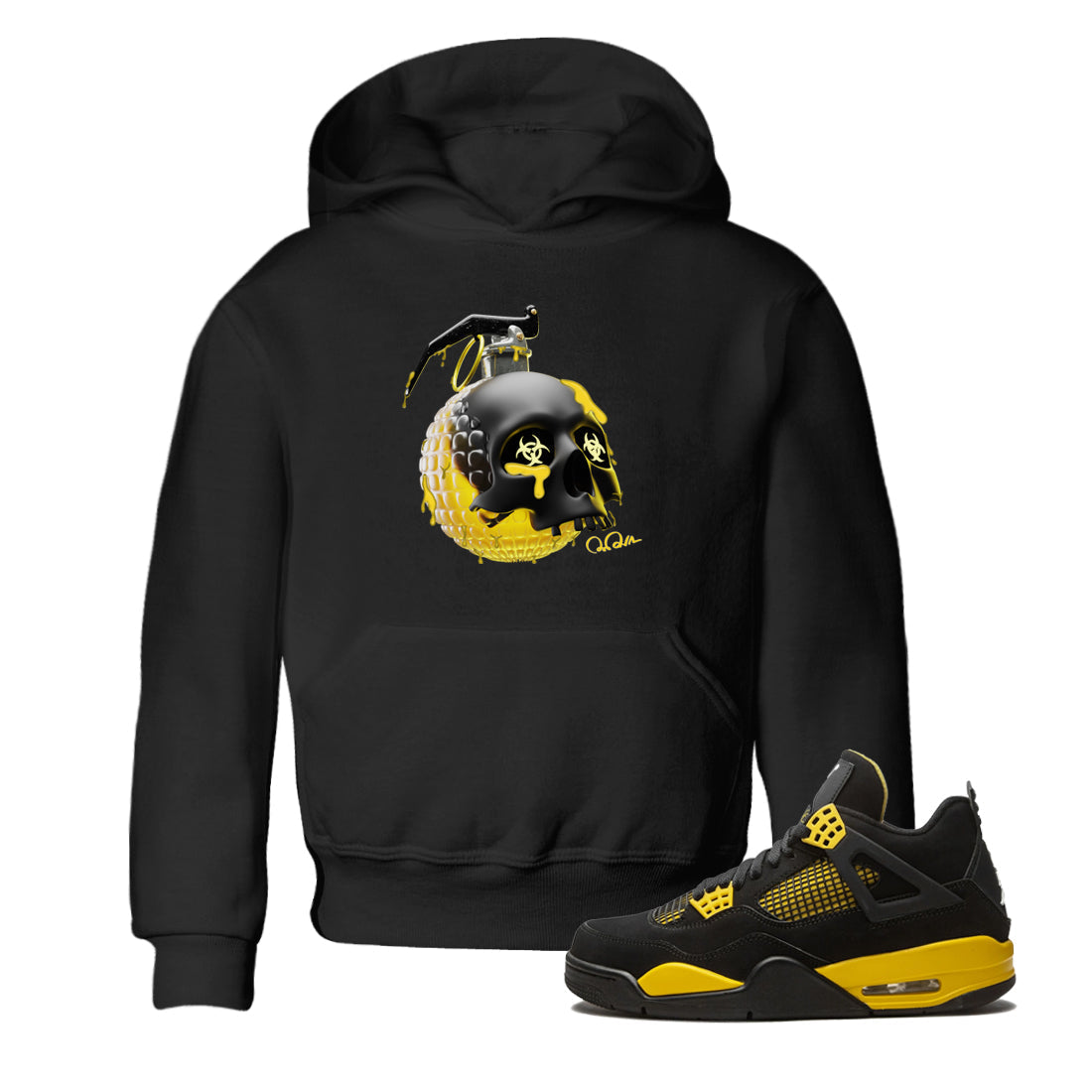 Skull Bomb Kids Tops - Air Jordan 4 Thunder