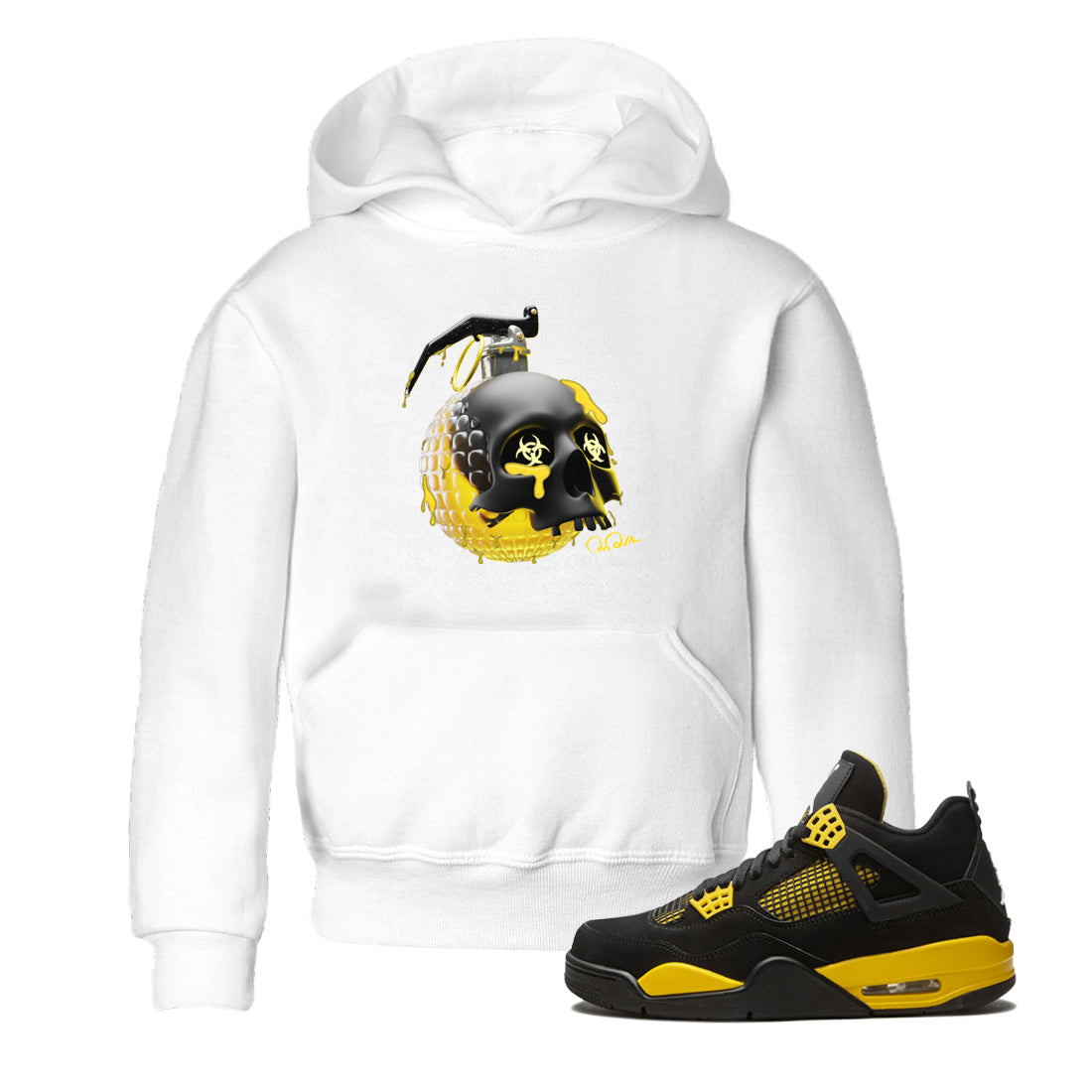 Skull Bomb Kids Tops - Air Jordan 4 Thunder