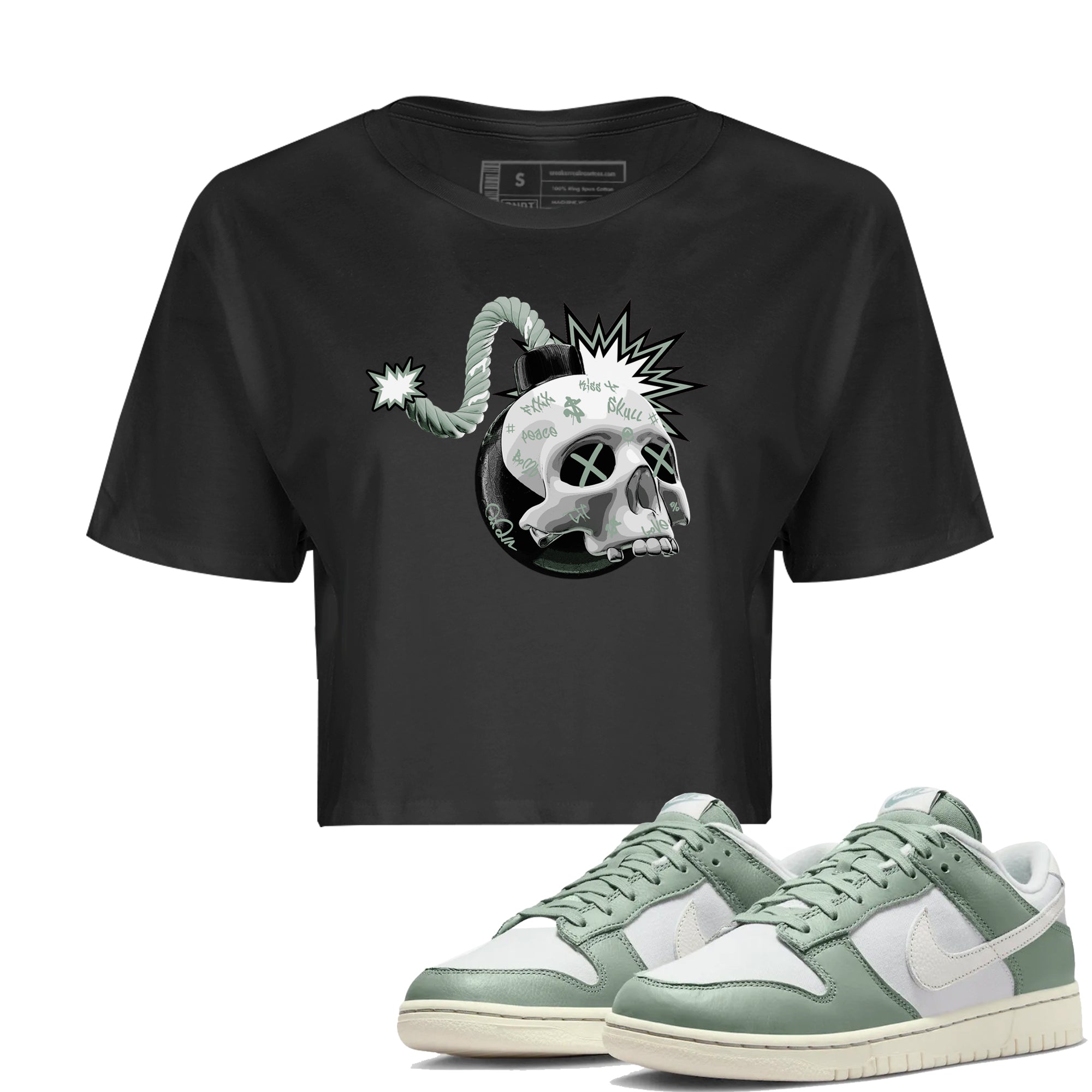 Skull Bomb Women's Tops - Dunk Mica Green