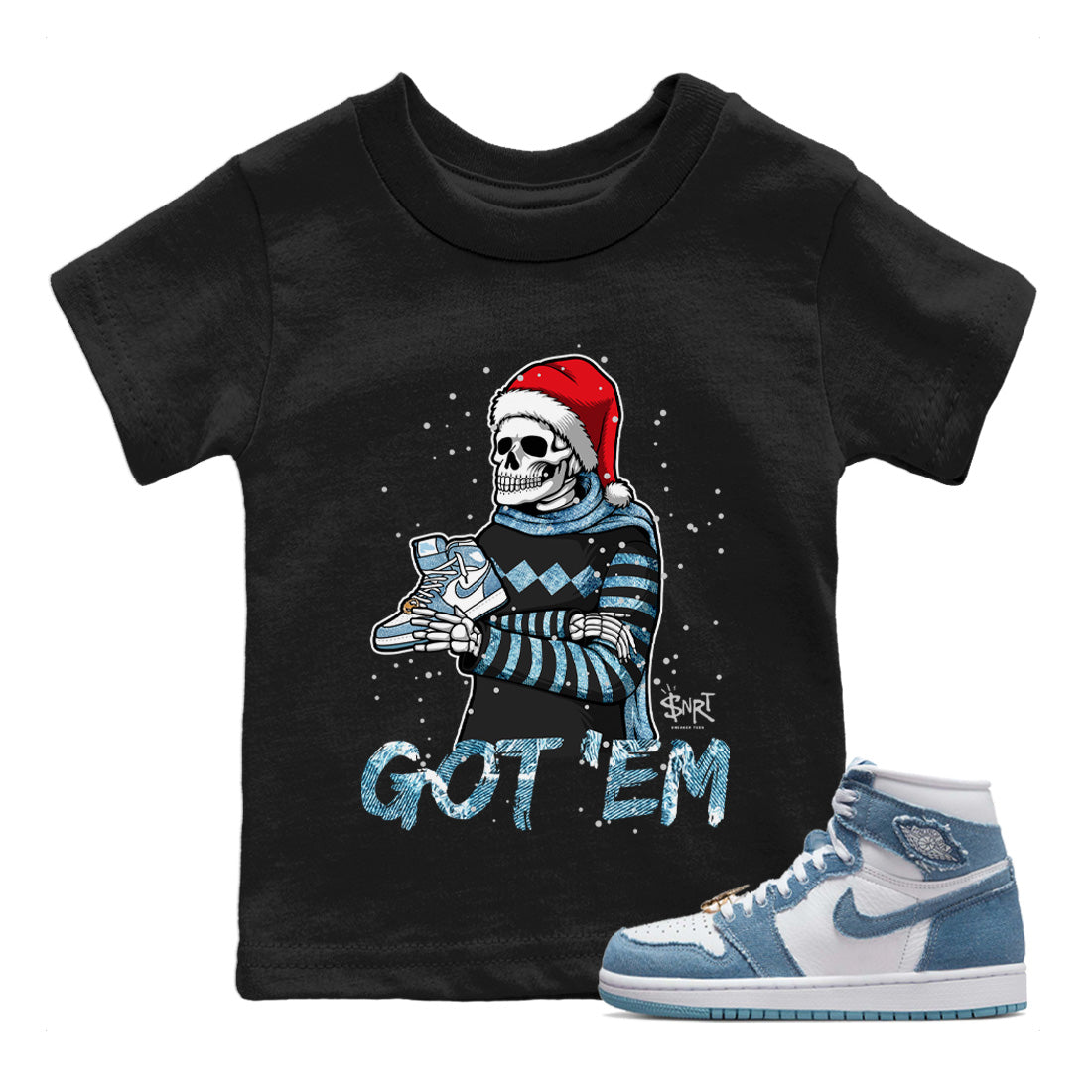 Skull Got Em Kids Tops - Air Jordan 1 Denim