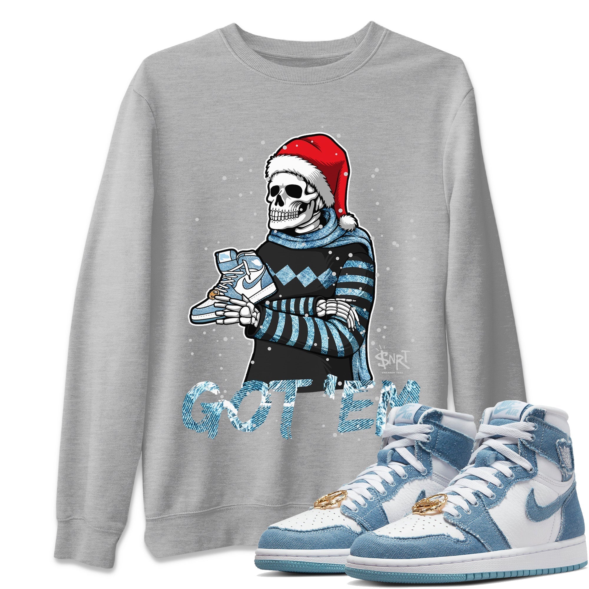Skull Got Em Unisex Tops - Air Jordan 1 Denim