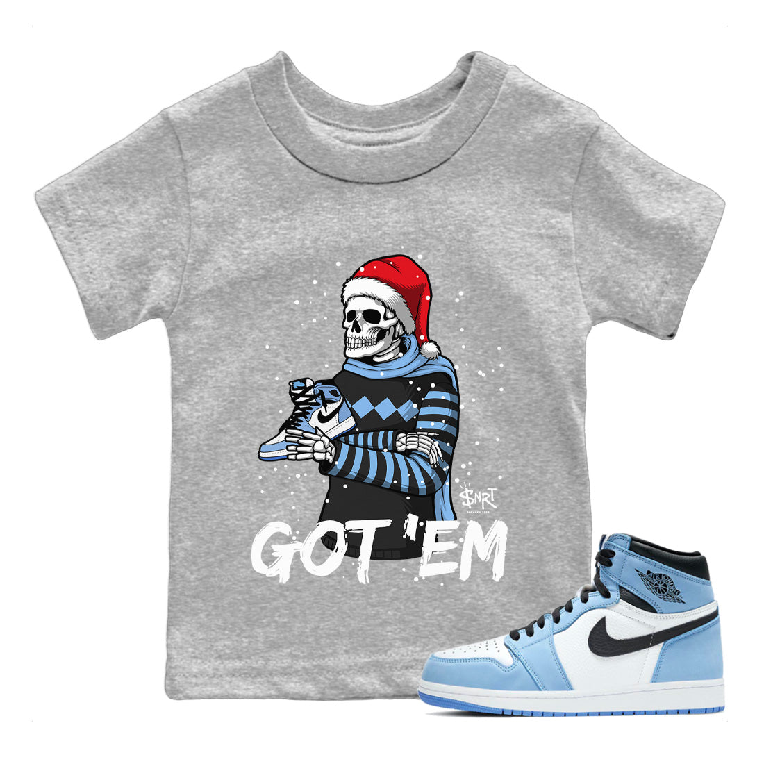 Skull Got Em Kids Tops - Air Jordan 1 University Blue