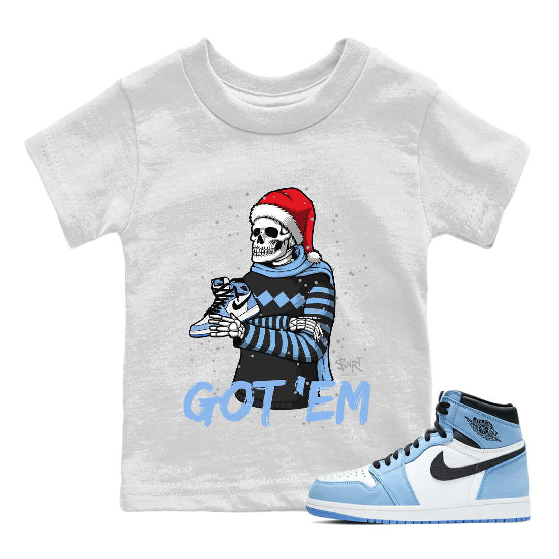 Skull Got Em Kids Tops - Air Jordan 1 University Blue