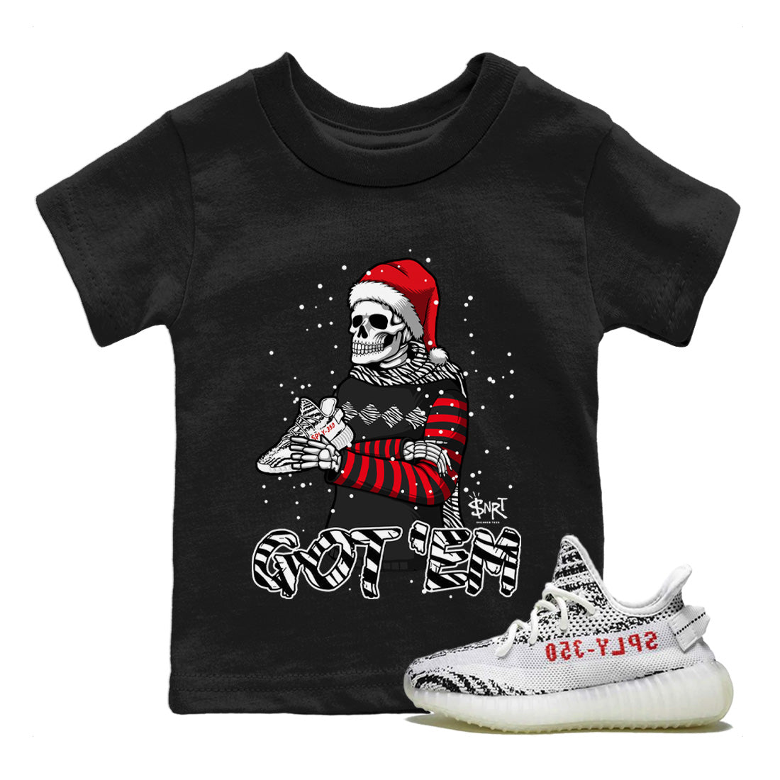 Skull Got Em Kids Tops - Yeezy 350 Zebra
