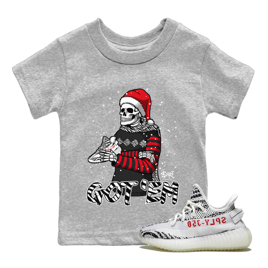 Skull Got Em Kids Tops - Yeezy 350 Zebra