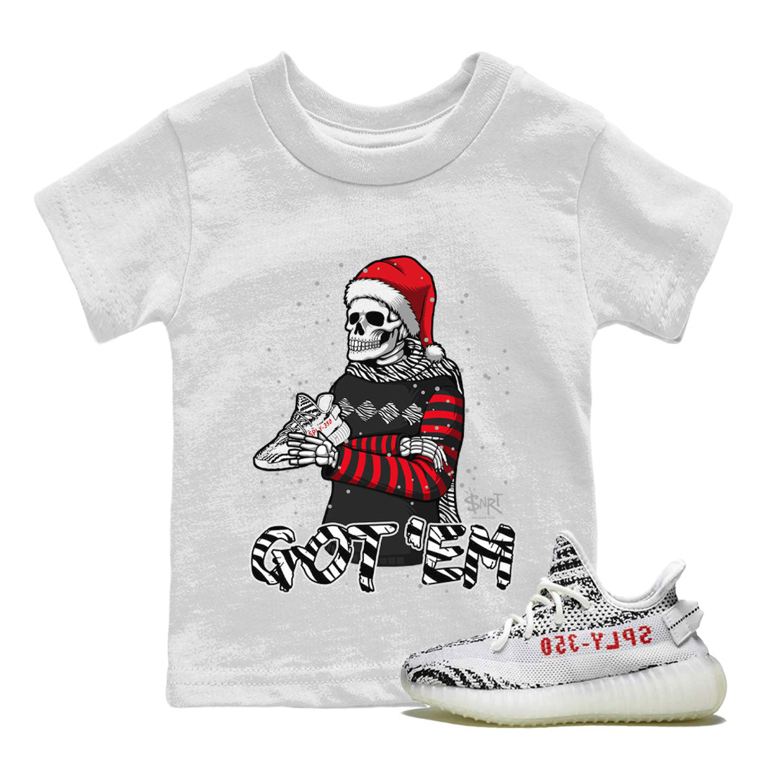 Skull Got Em Kids Tops - Yeezy 350 Zebra
