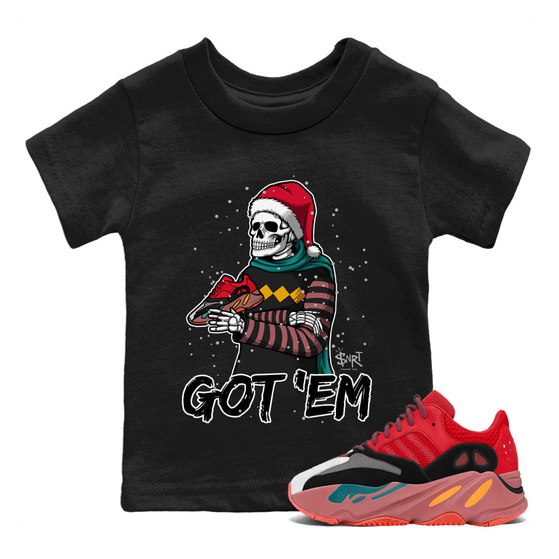 Skull Got Em Kids Tops - Yeezy 700 Hi-Res Red