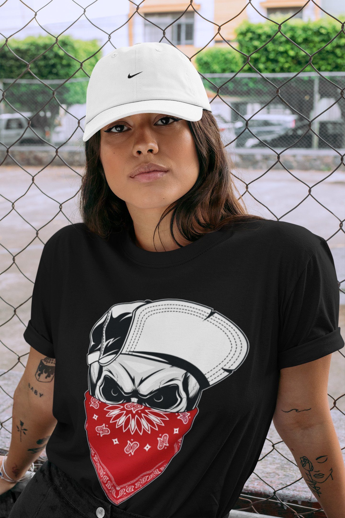 Skull Hat Unisex Tops - Air Jordan 1 Varsity Red