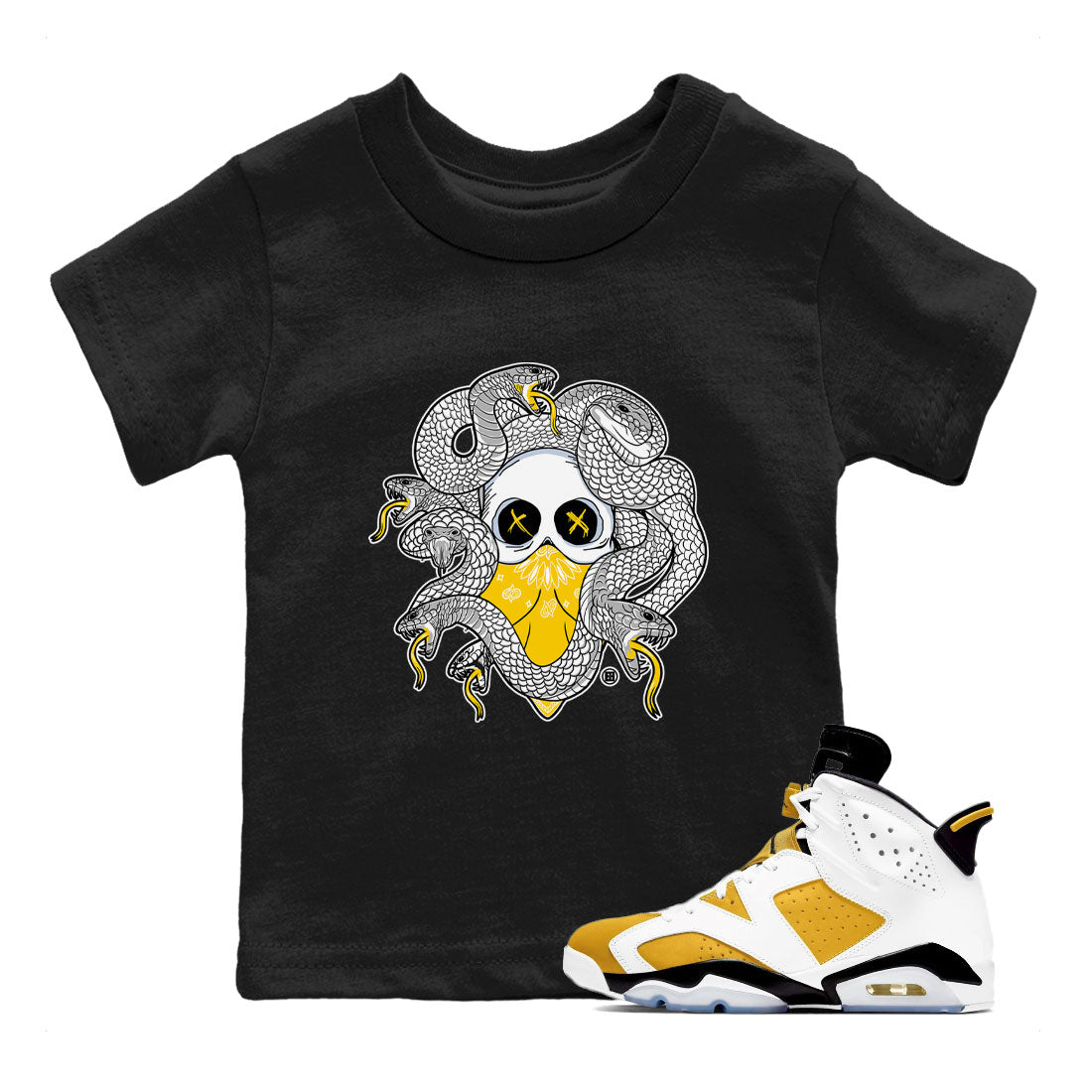 Skull Medusa snkmatch Tee Kids - Air Jordan 6 Yellow Ochre