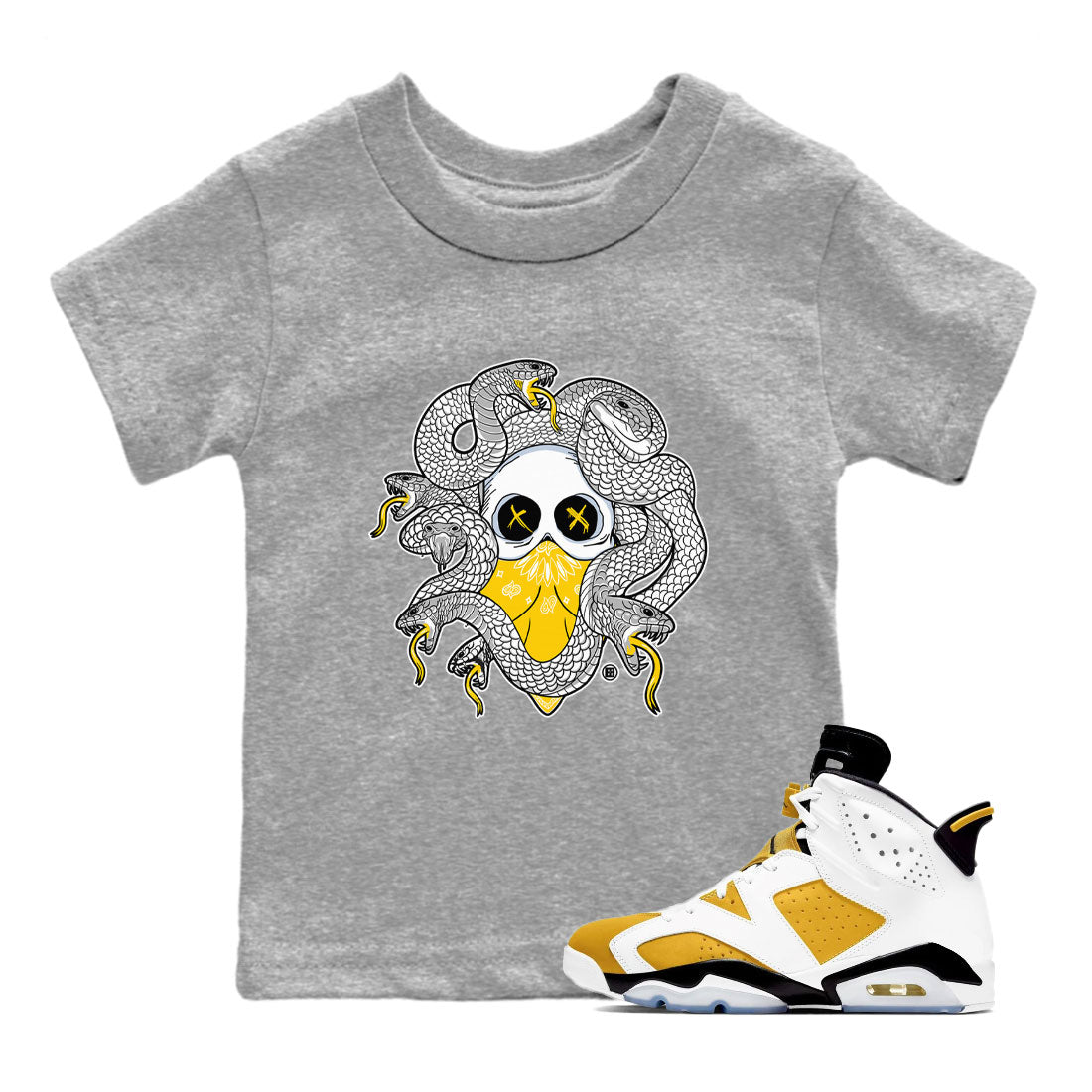 Skull Medusa snkmatch Tee Kids - Air Jordan 6 Yellow Ochre