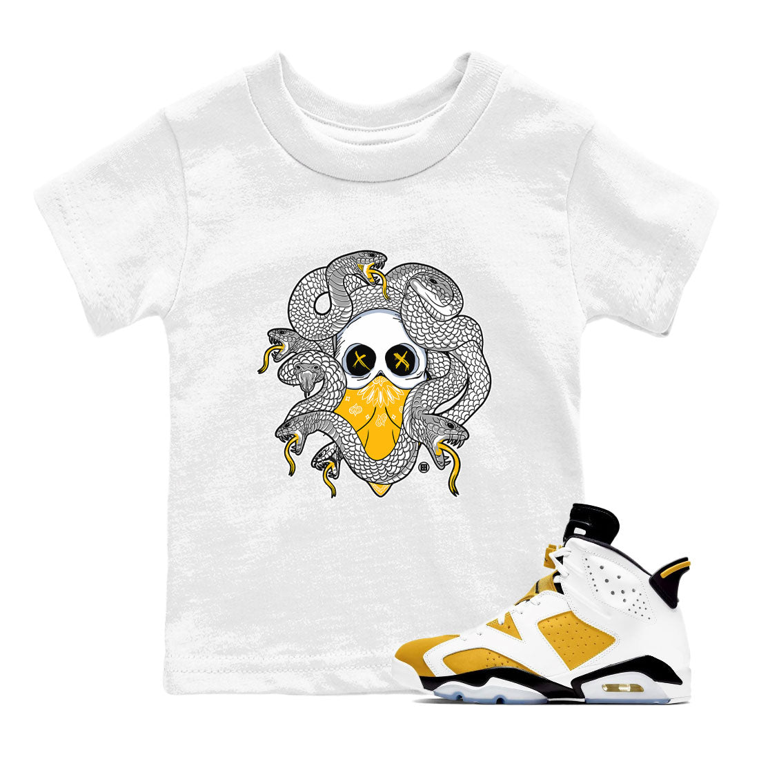 Skull Medusa snkmatch Tee Kids - Air Jordan 6 Yellow Ochre