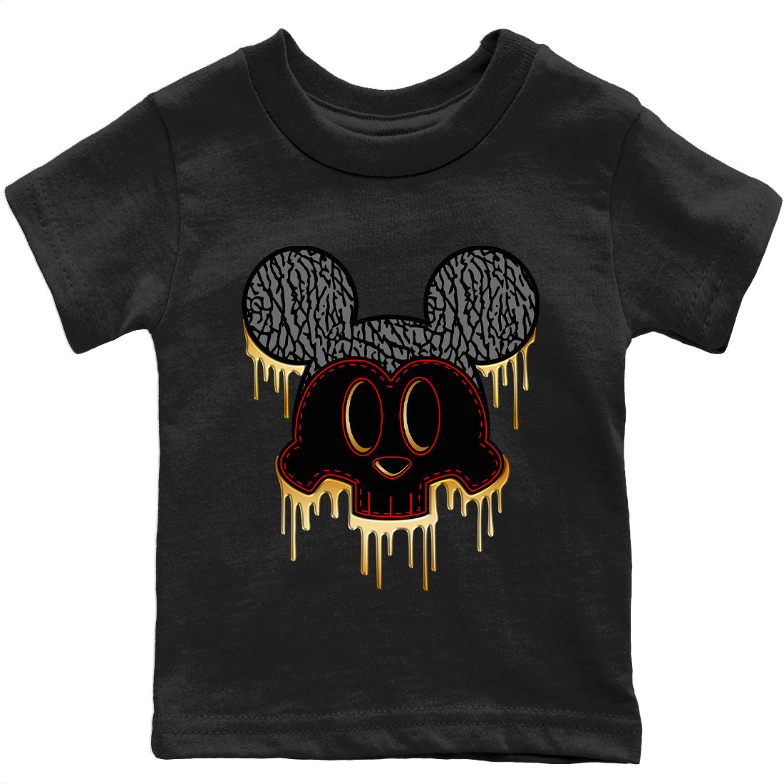 Skull Mouse Kids Tops - Air Jordan 3 Black Gold