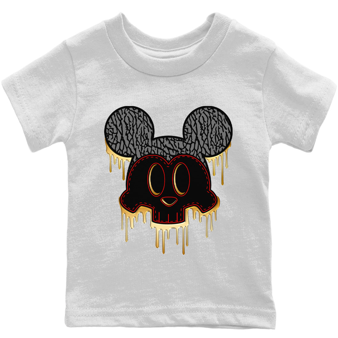 Skull Mouse Kids Tops - Air Jordan 3 Black Gold