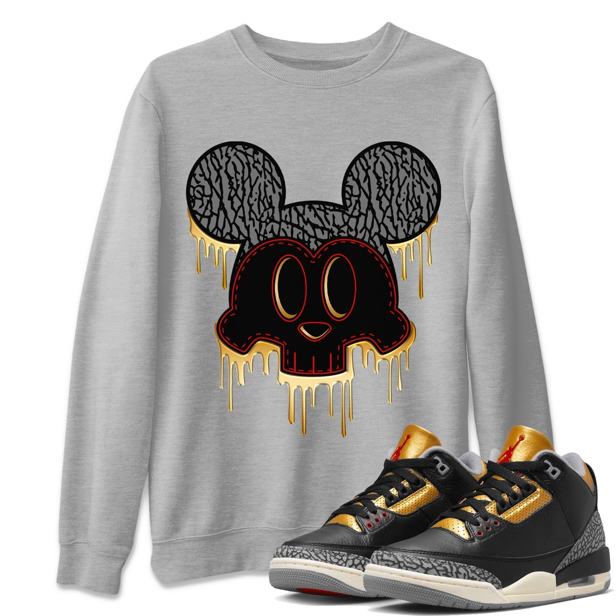 Skull Mouse Unisex Tops - Air Jordan 3 Black Gold