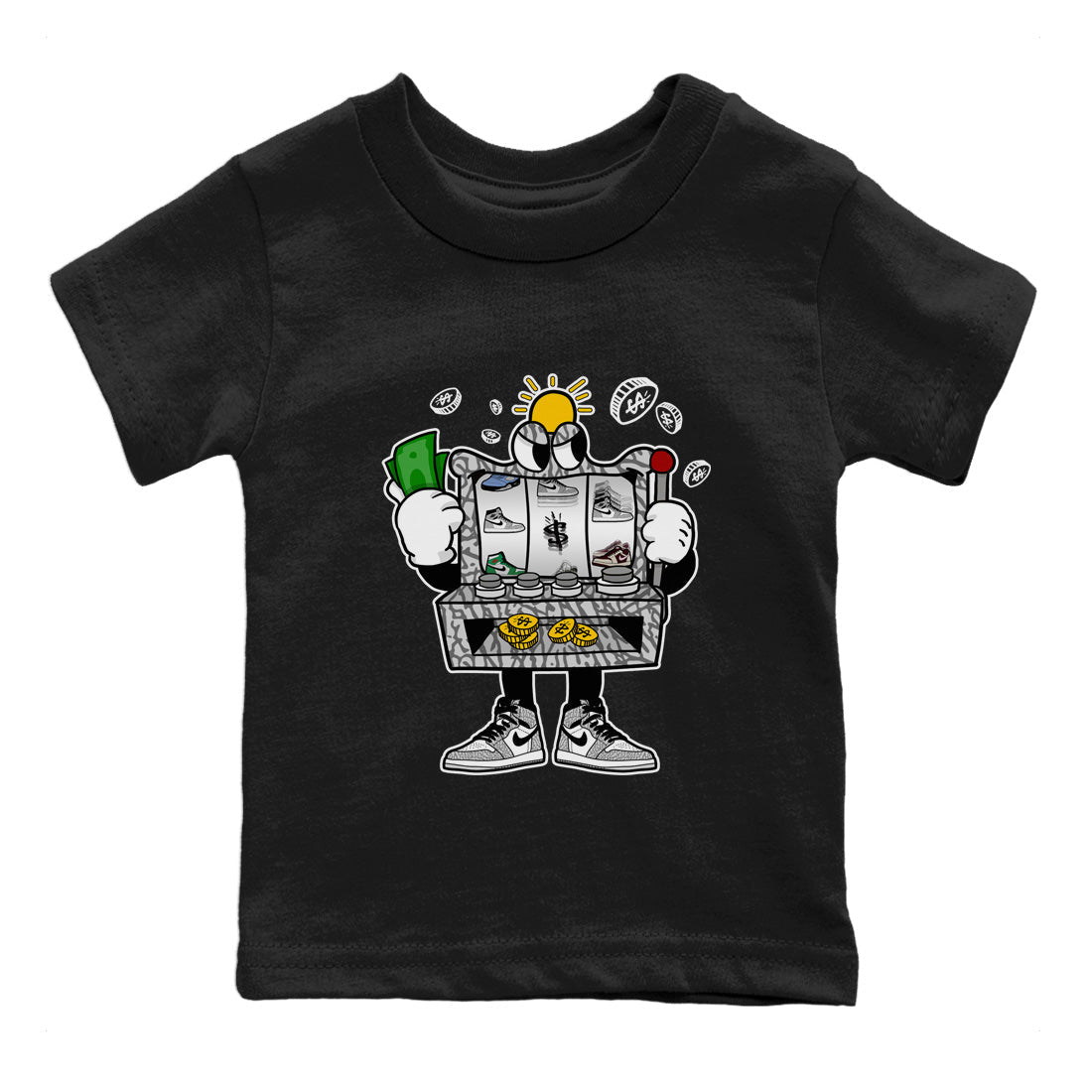 Slot Machine Kids Tops - Air Jordan 1 White Cement
