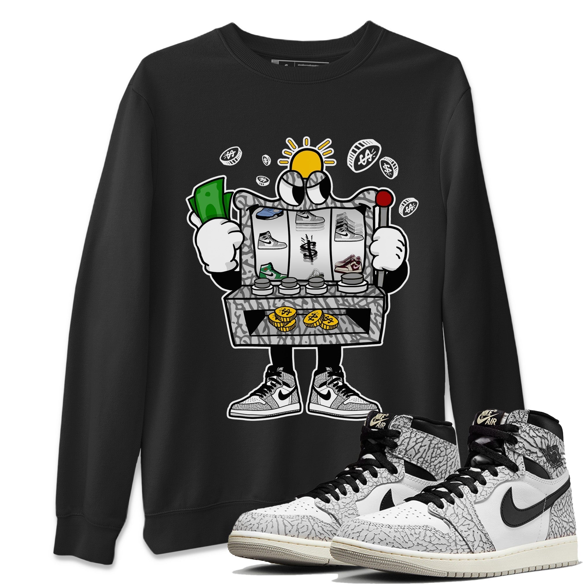 Slot Machine Unisex Tops - Air Jordan 1 White Cement