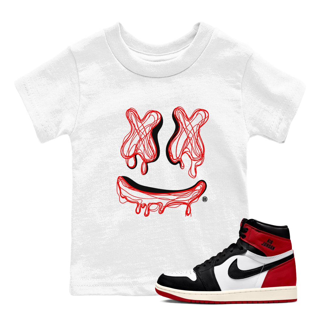Smile Doodle snkmatch Tees Kids - Air Jordan 1 Black Toe Reimagined