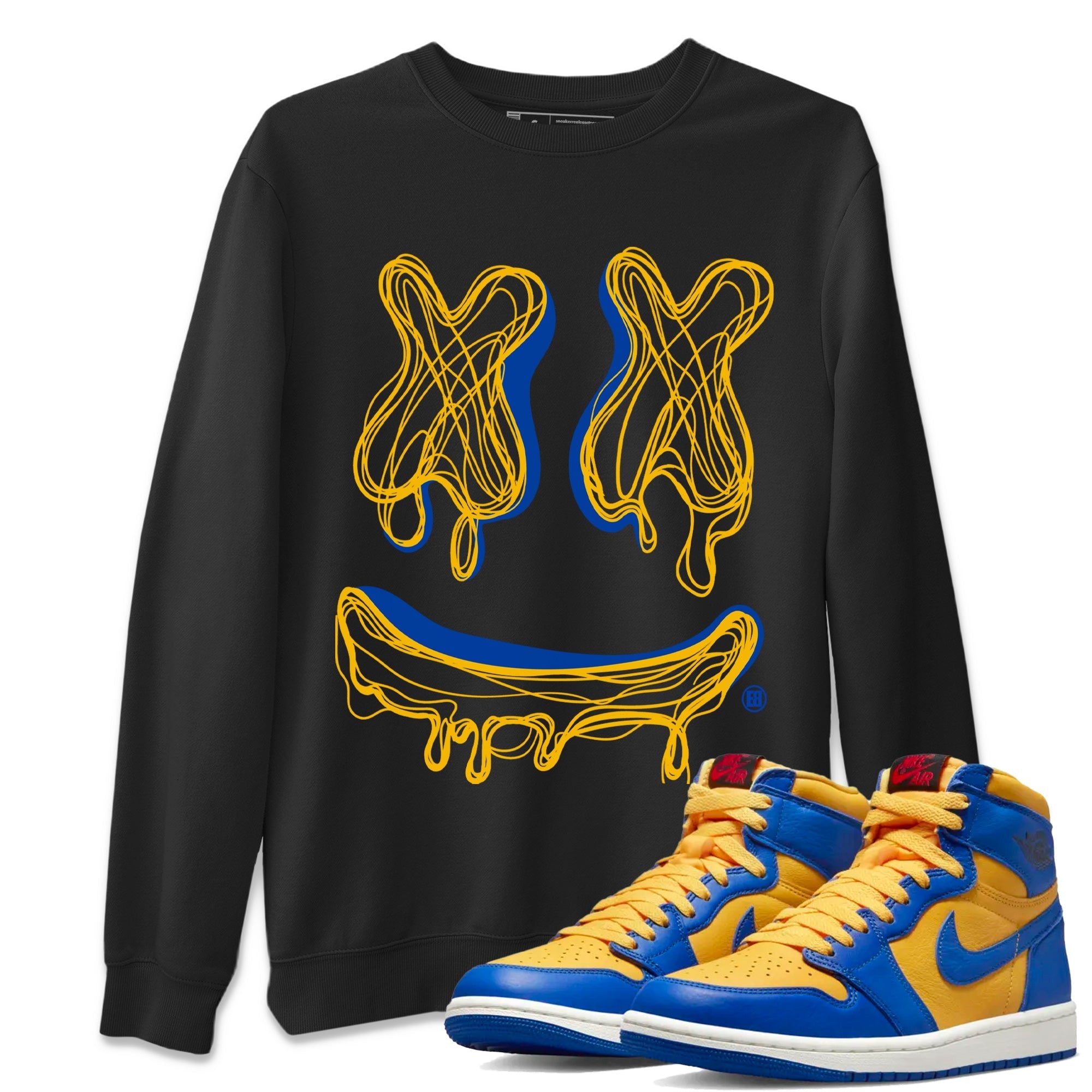 Smile Doodle snkmatch Tees - Air Jordan 1 Game Royal Varsity Maize