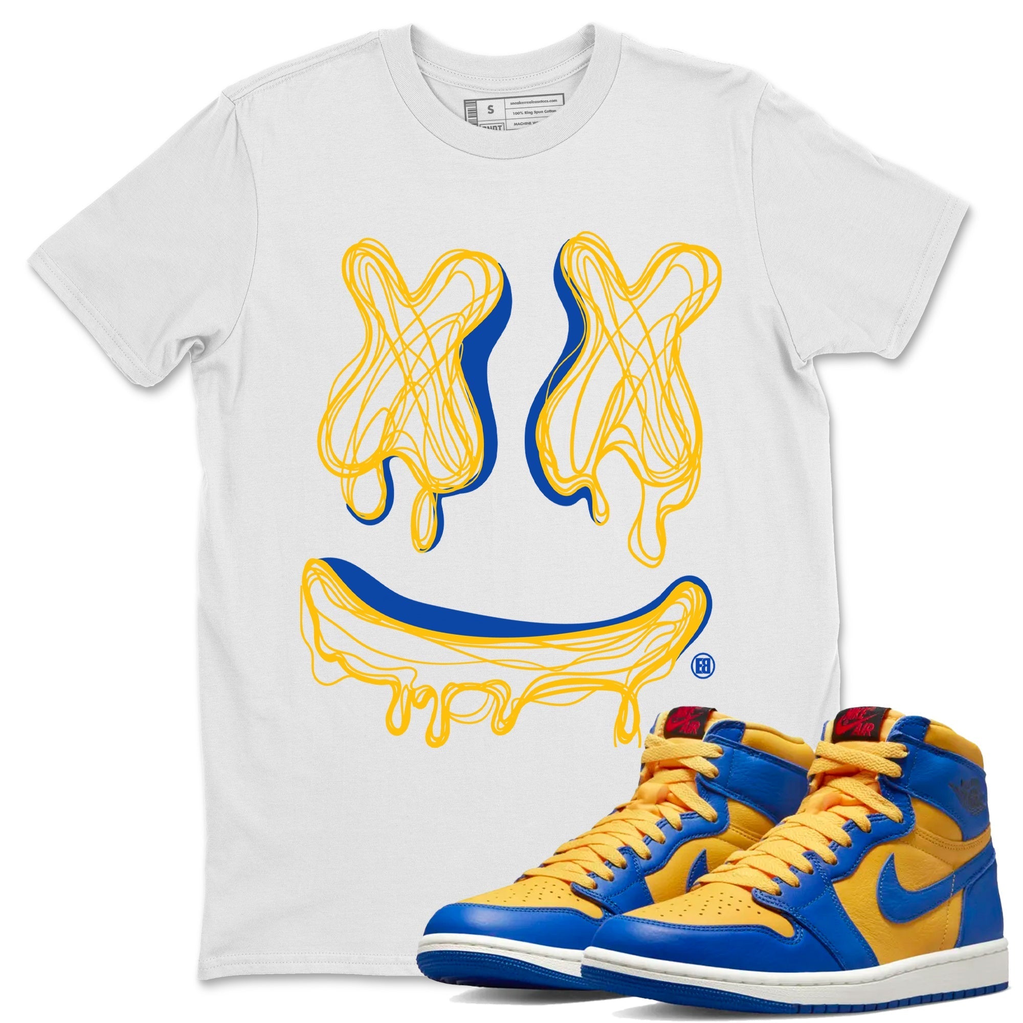 Smile Doodle snkmatch Tees - Air Jordan 1 Game Royal Varsity Maize