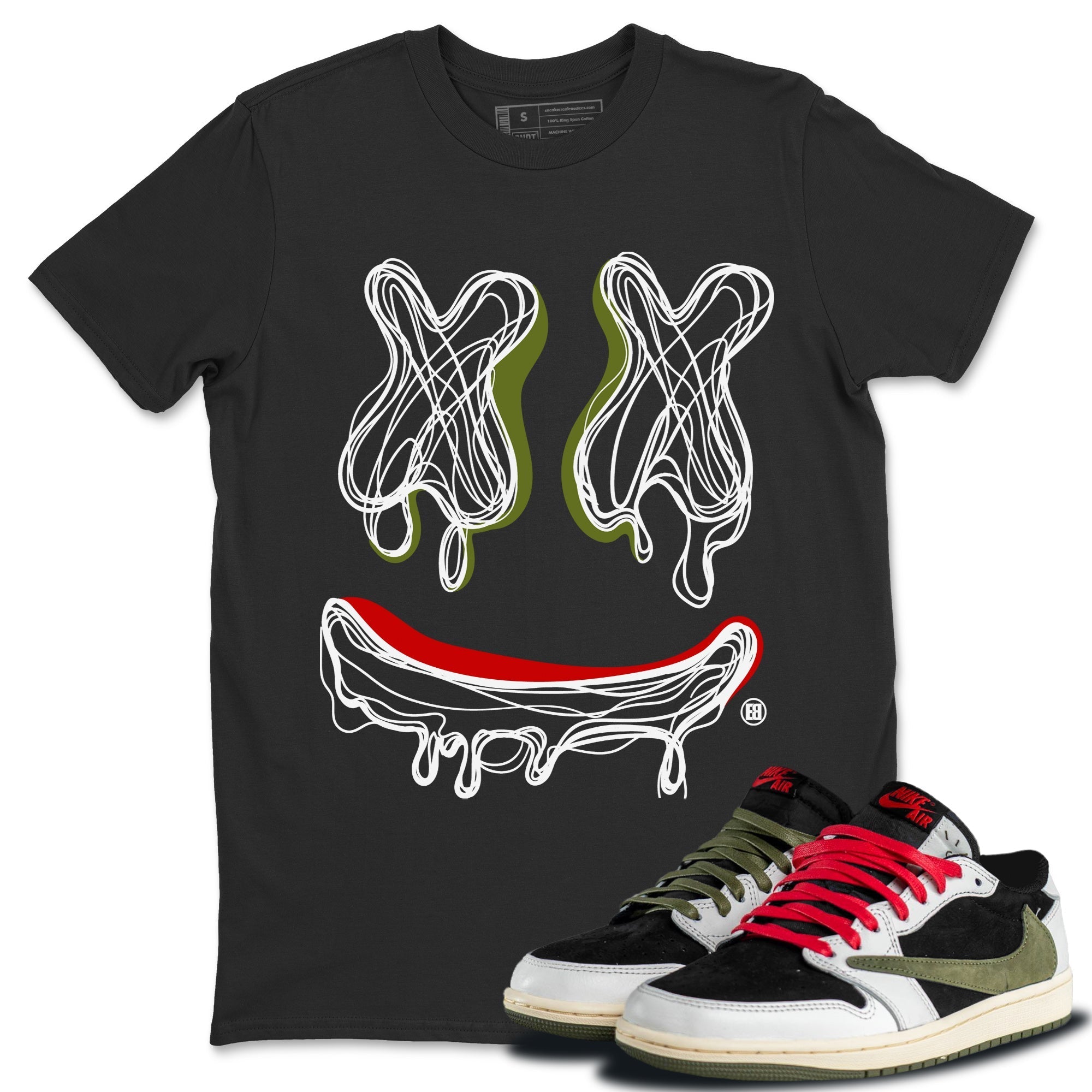 Smile Doodle snkmatch Tees - Air Jordan 1 Travis Scott Olive
