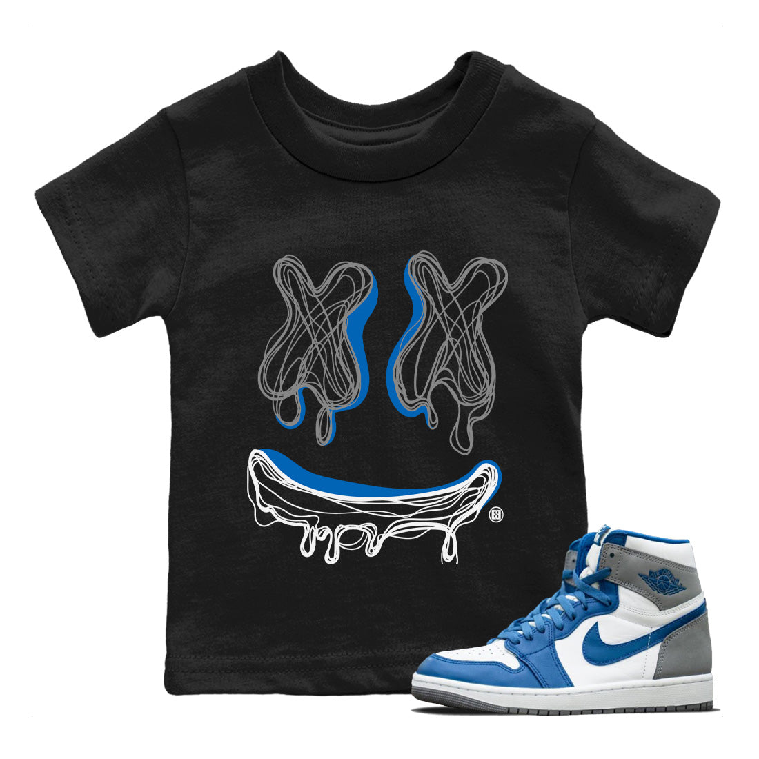 Smile Doodle snkmatch Tees Kids - Air Jordan 1 True Blue