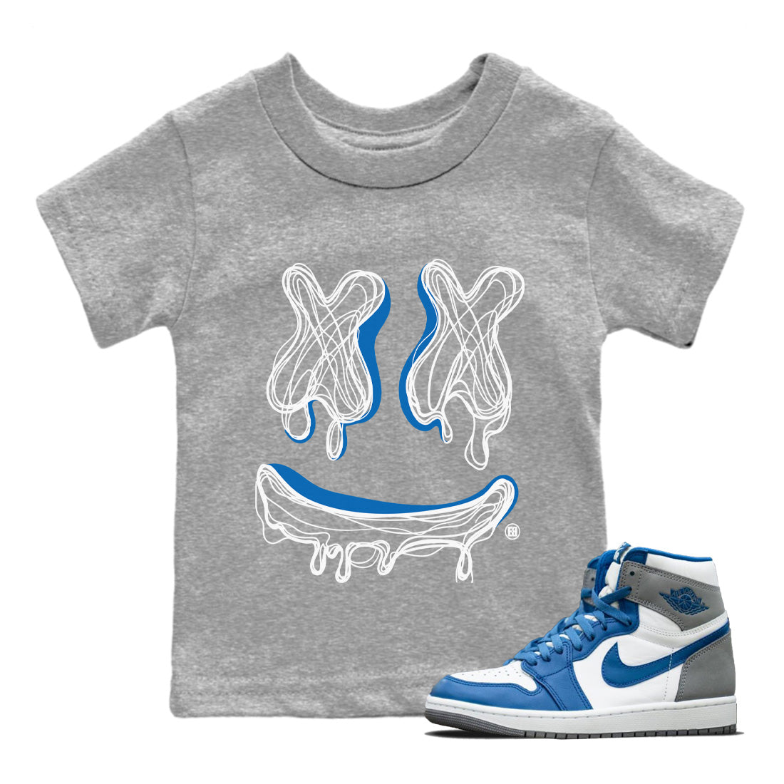 Smile Doodle snkmatch Tees Kids - Air Jordan 1 True Blue